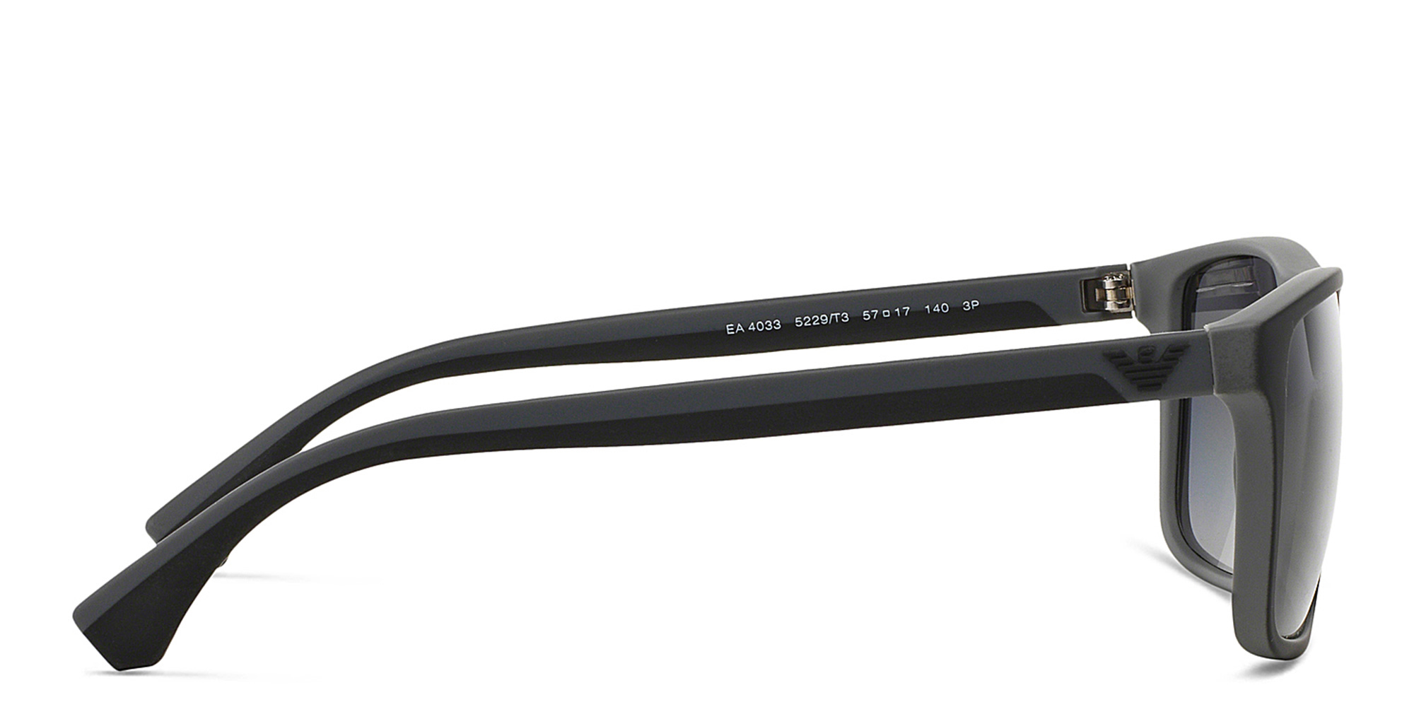 Emporio Armani Square Sunglasses in Rubber Black & Grey – Product Photo 3