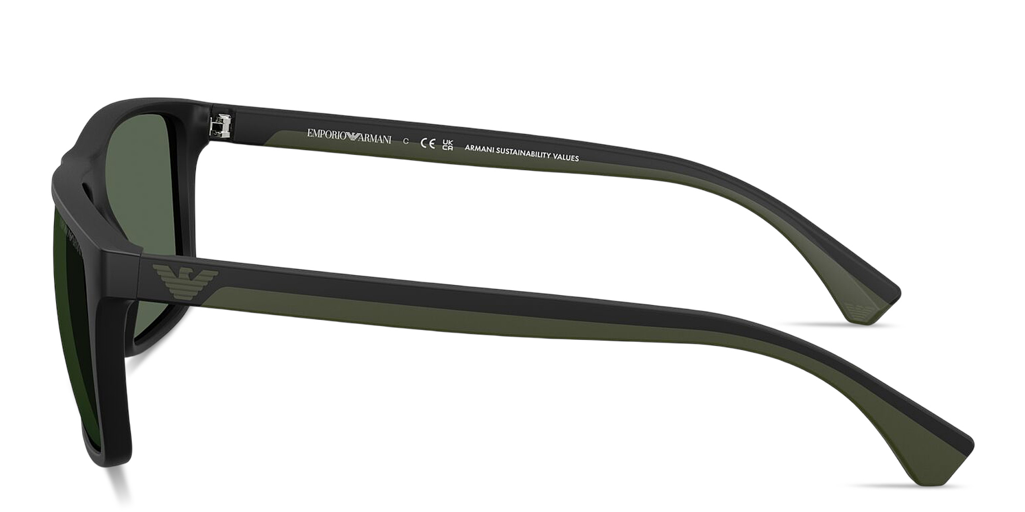 Shop Emporio Armani Logo Square Sunglasses in Matte Black online.