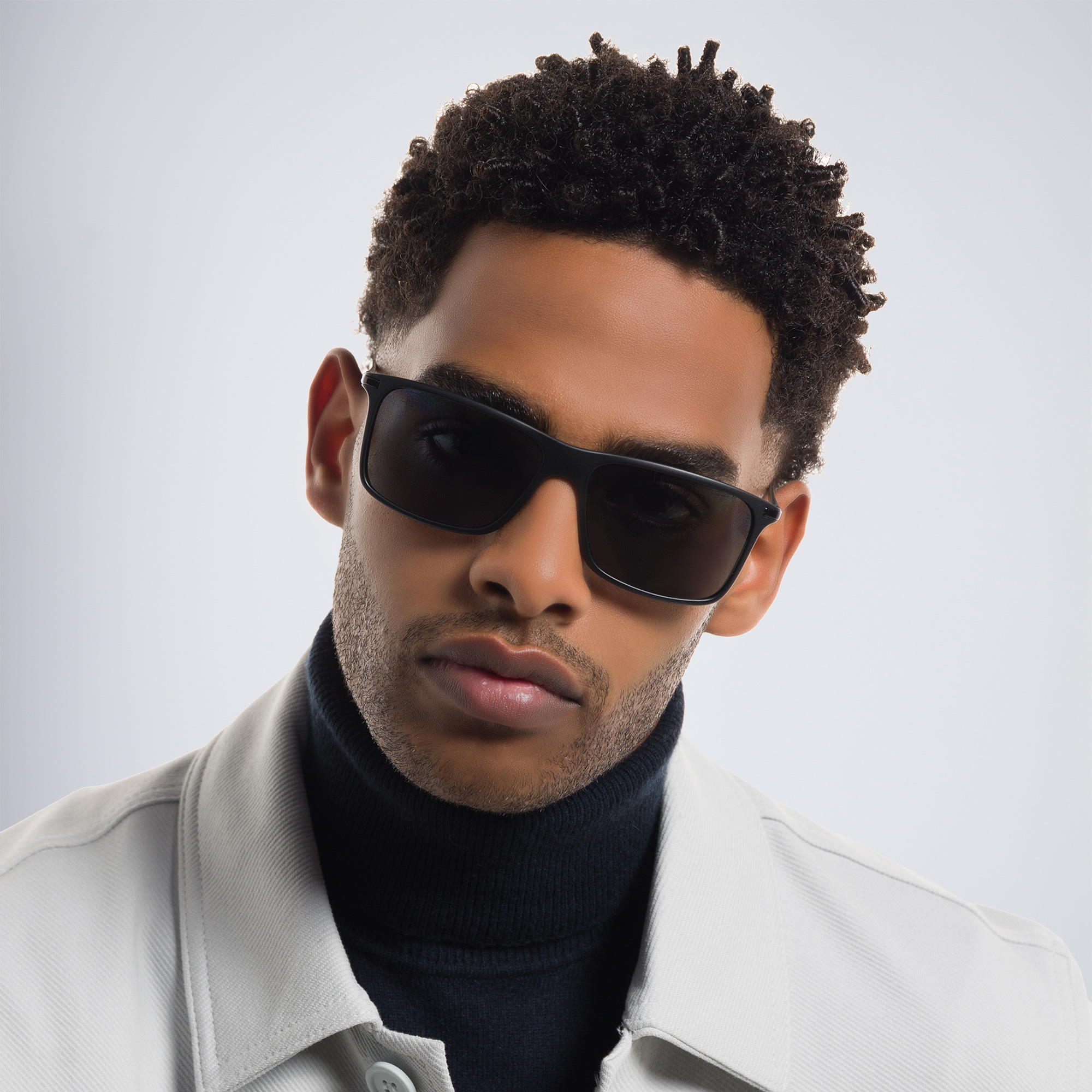 GIORGIO ARMANI Rectangle Sunglasses in Matte Black – Product Photo 6