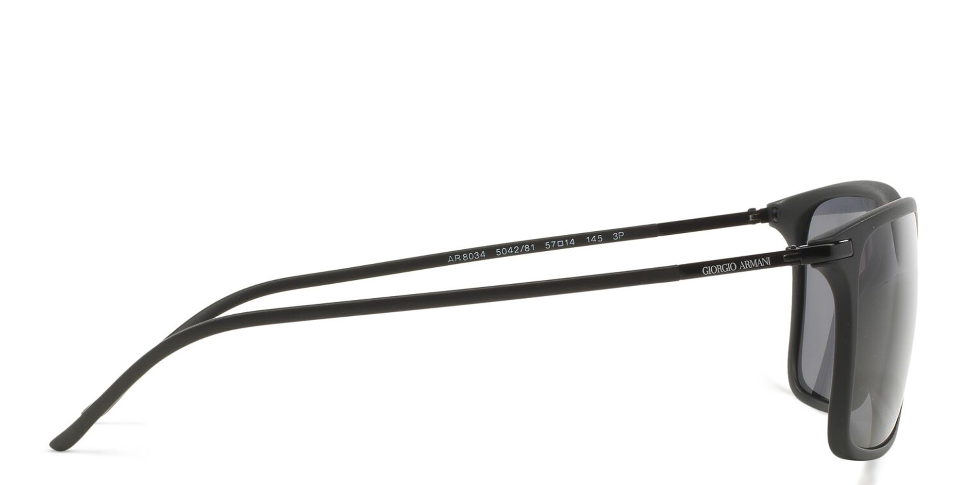 GIORGIO ARMANI Rectangle Sunglasses in Matte Black – Product Photo 3