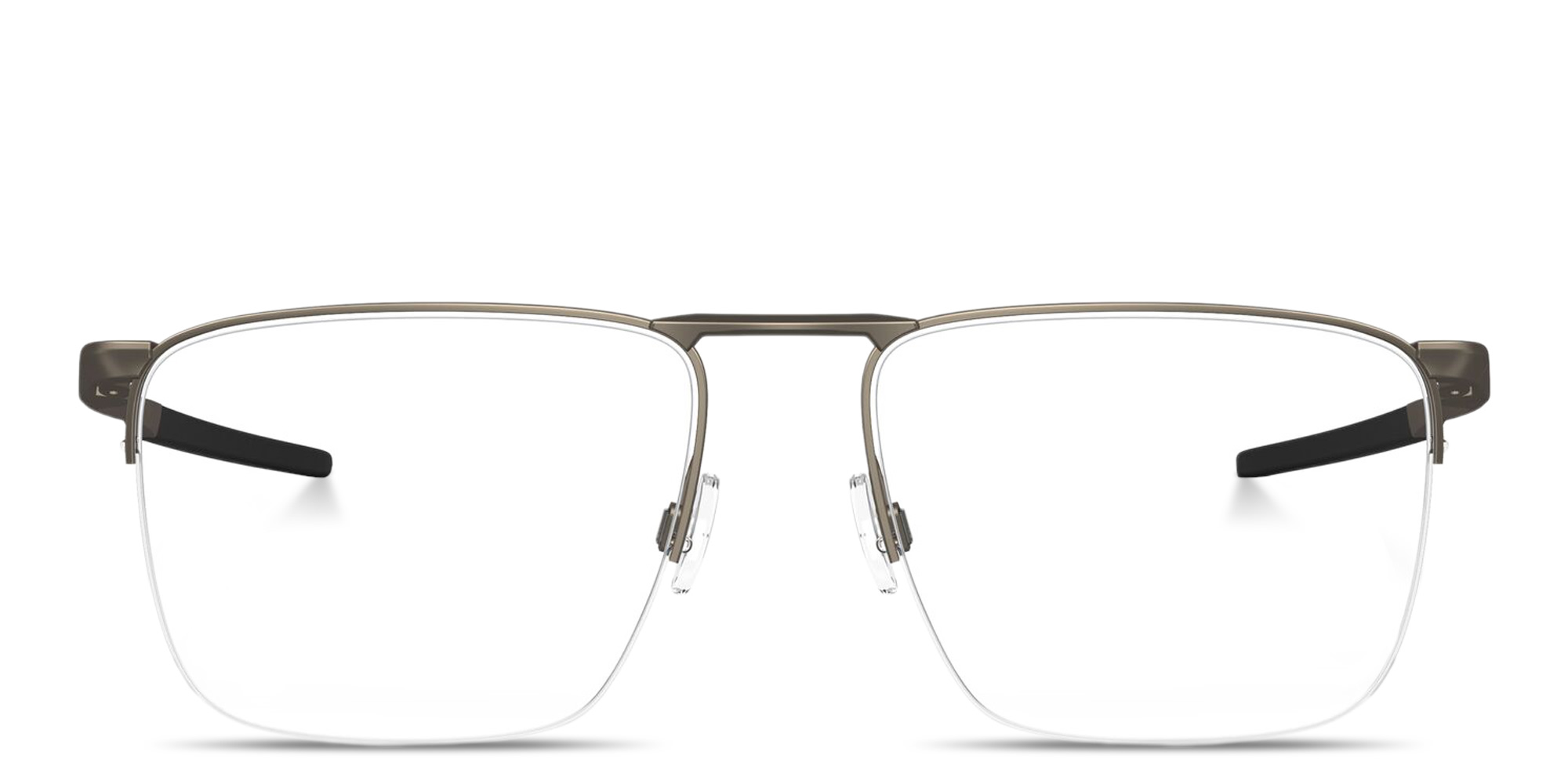 Shop Oakley Voon Half-Rim Square Eyeglasses in Grey online.