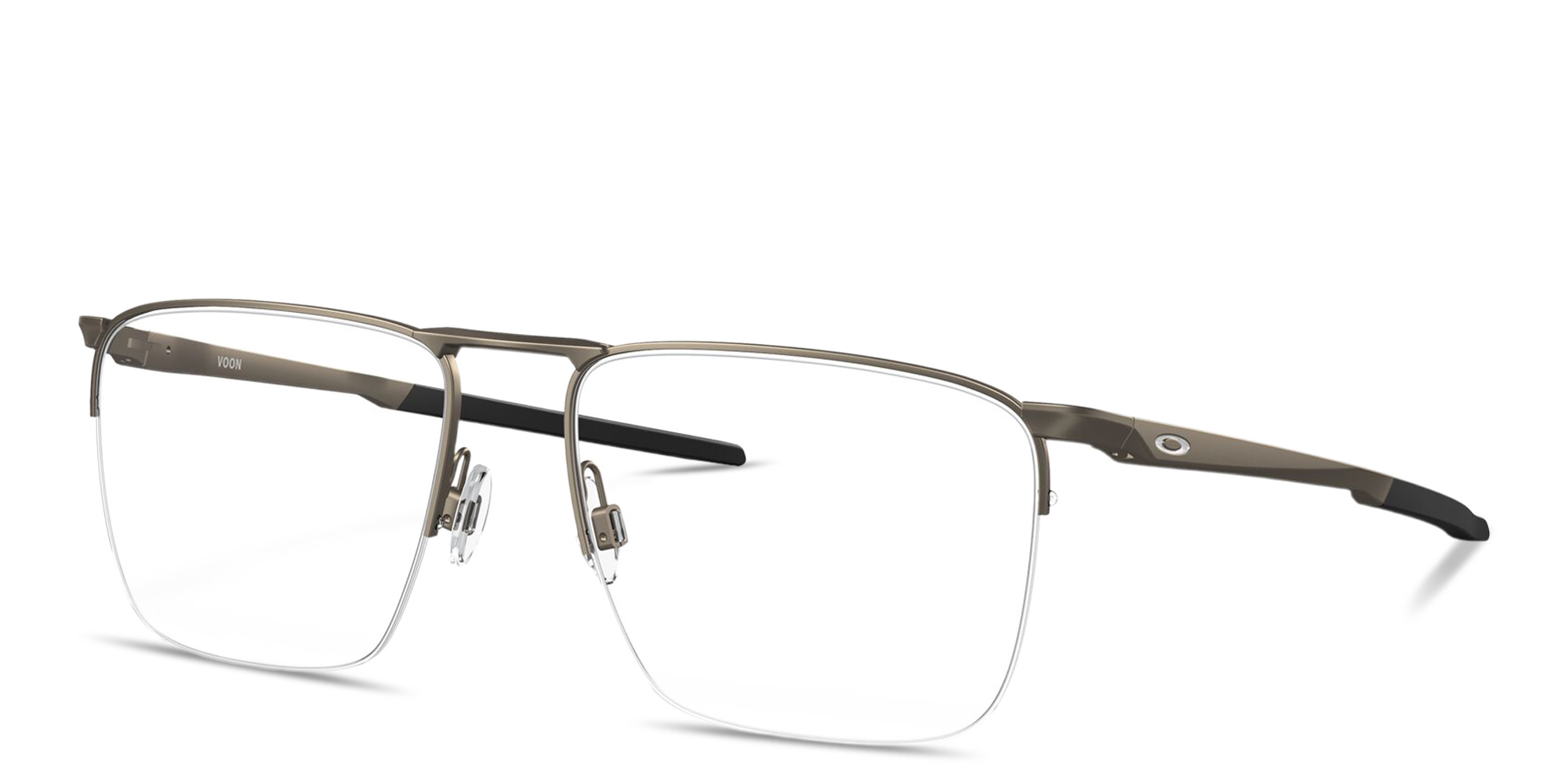 Shop Oakley Voon Half-Rim Square Eyeglasses in Grey online.