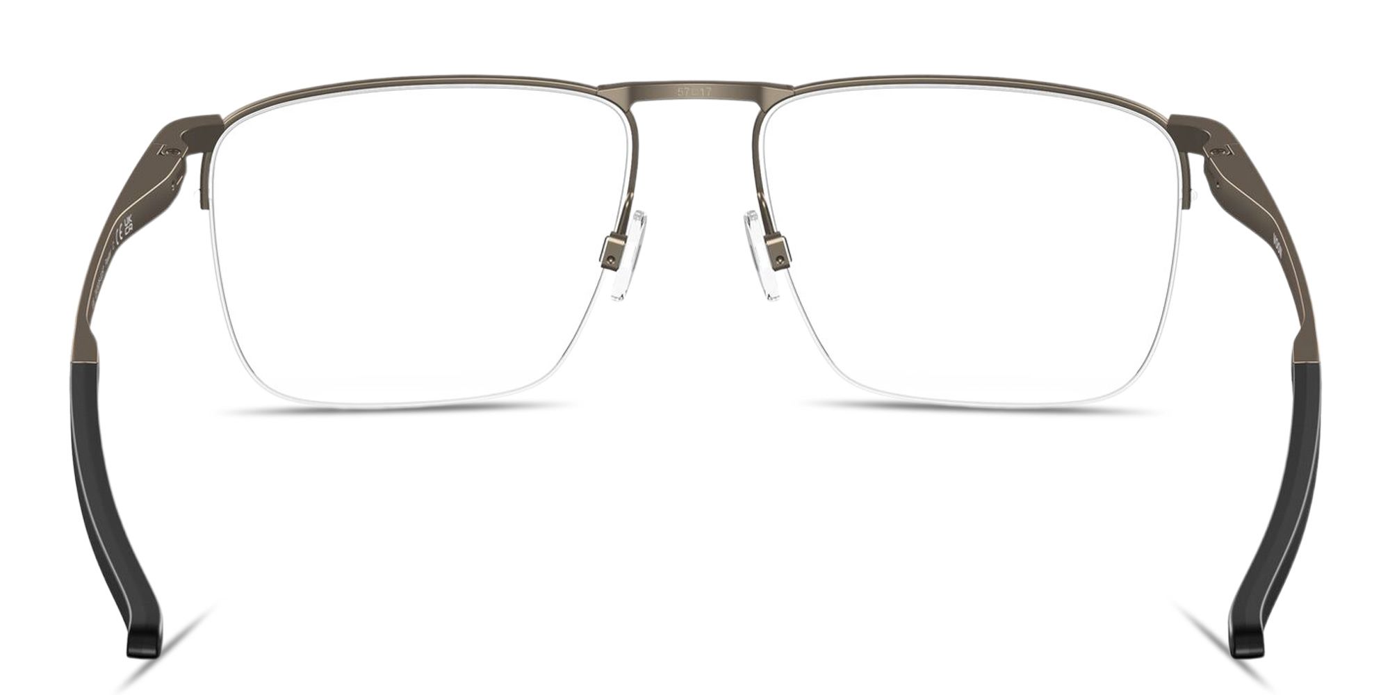 Shop Oakley Voon Half-Rim Square Eyeglasses in Grey online.