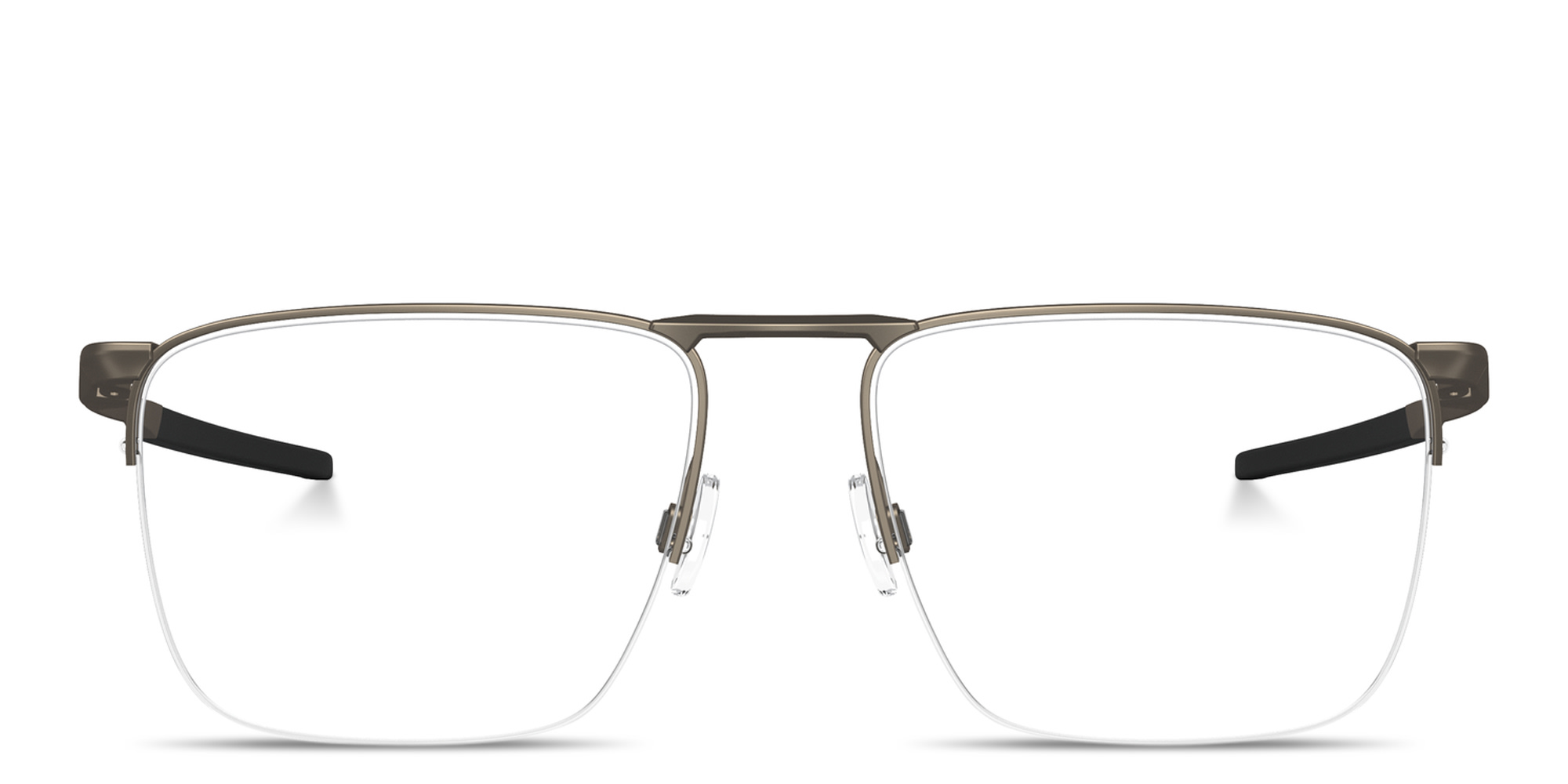 Shop Oakley Voon Half-Rim Square Eyeglasses in Silver online.