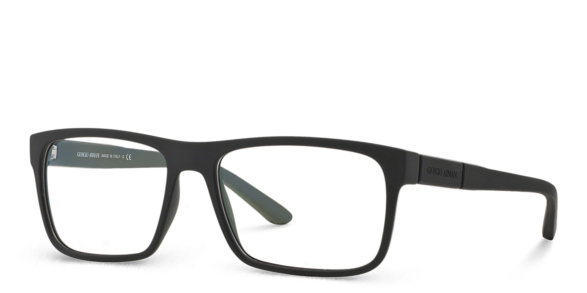 GIORGIO ARMANI Rectangle Eyeglasses in Black Rubber – Product Photo 2