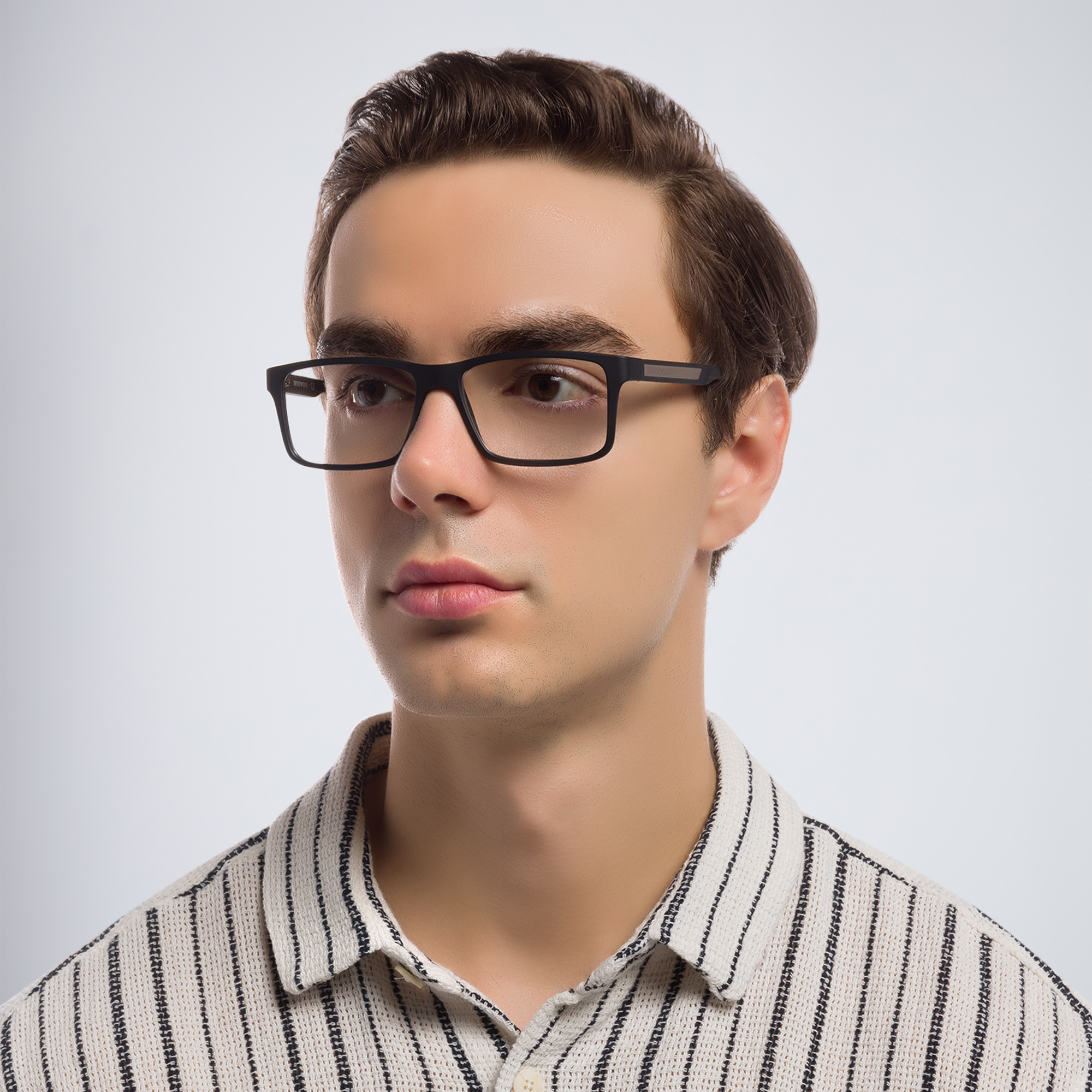 Emporio Armani Rectangle Eyeglasses in Rubber Black – Product Photo 5