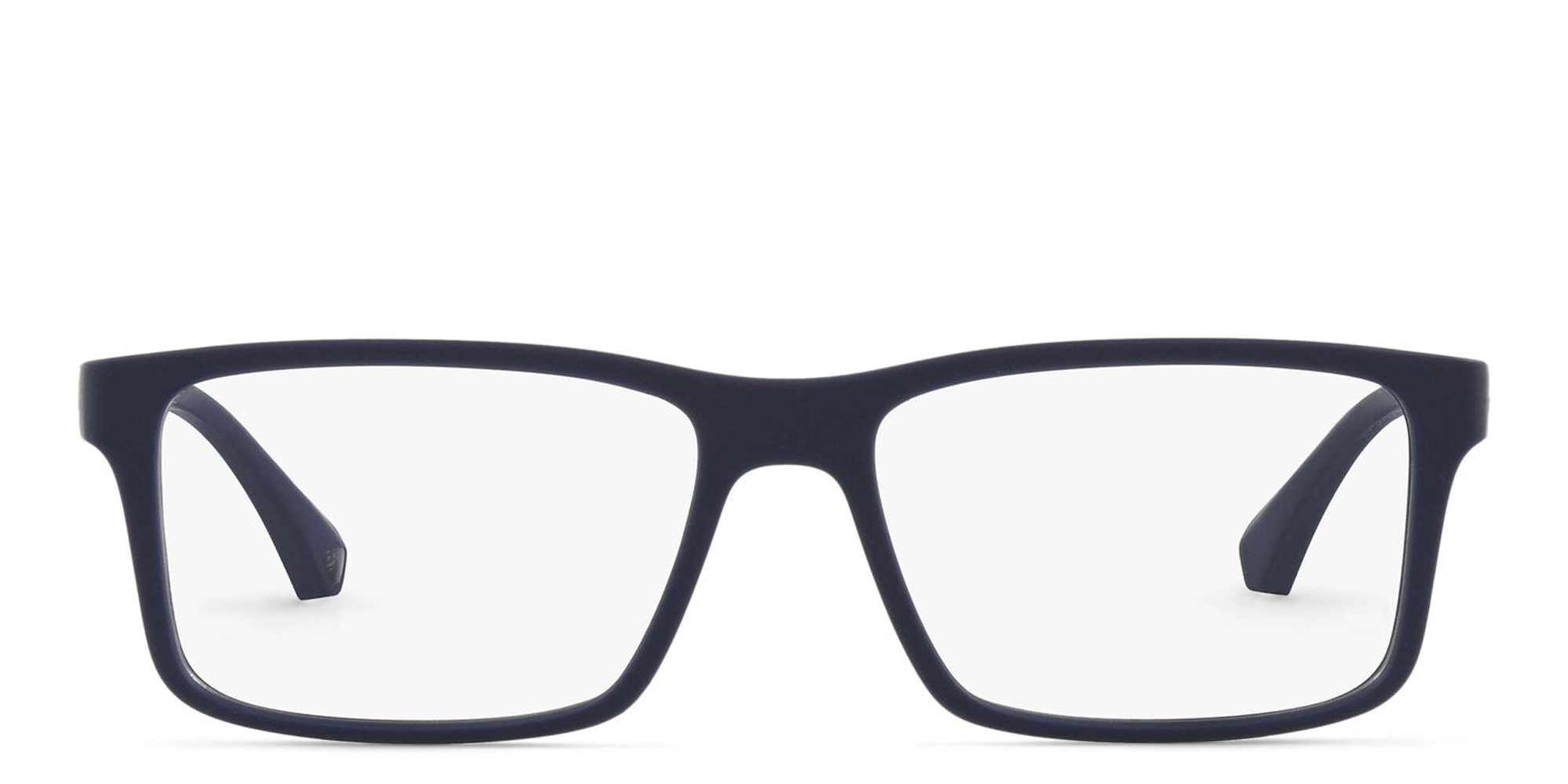 Emporio Armani Wide Rectangle Eyeglasses in Dark Blue Rubber – Product Photo 1