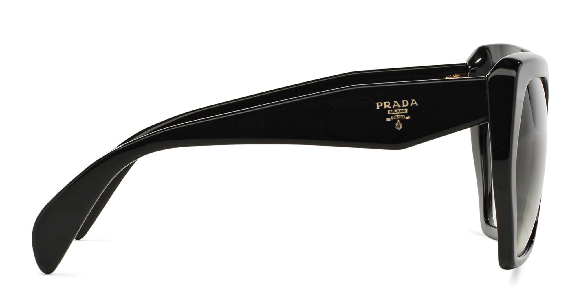 تسوق نظارة شمسية بتصميم غير منتظم برادا بلون Black أونلاين.