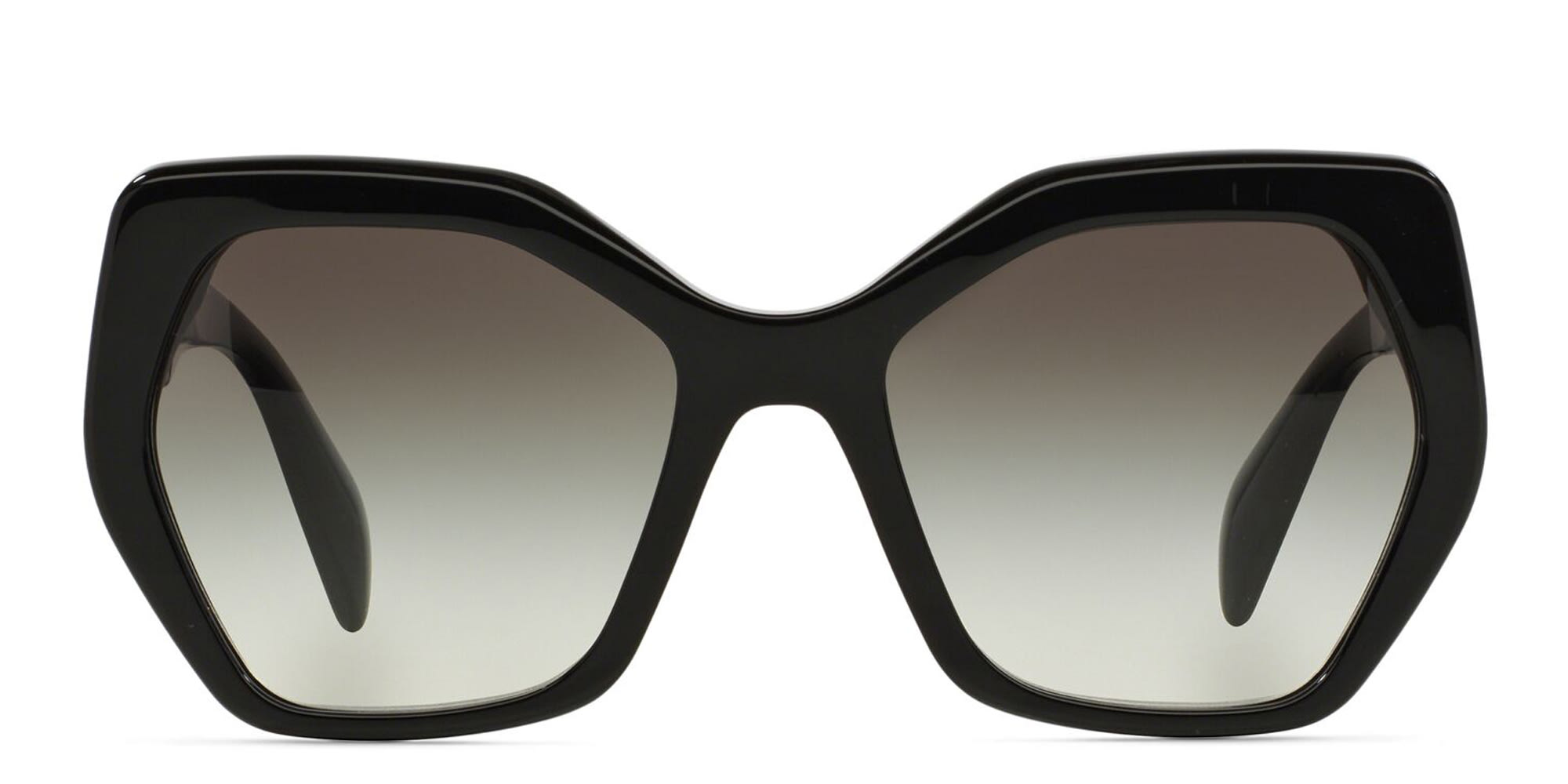 Shop PRADA Irregular Sunglasses in Black online.