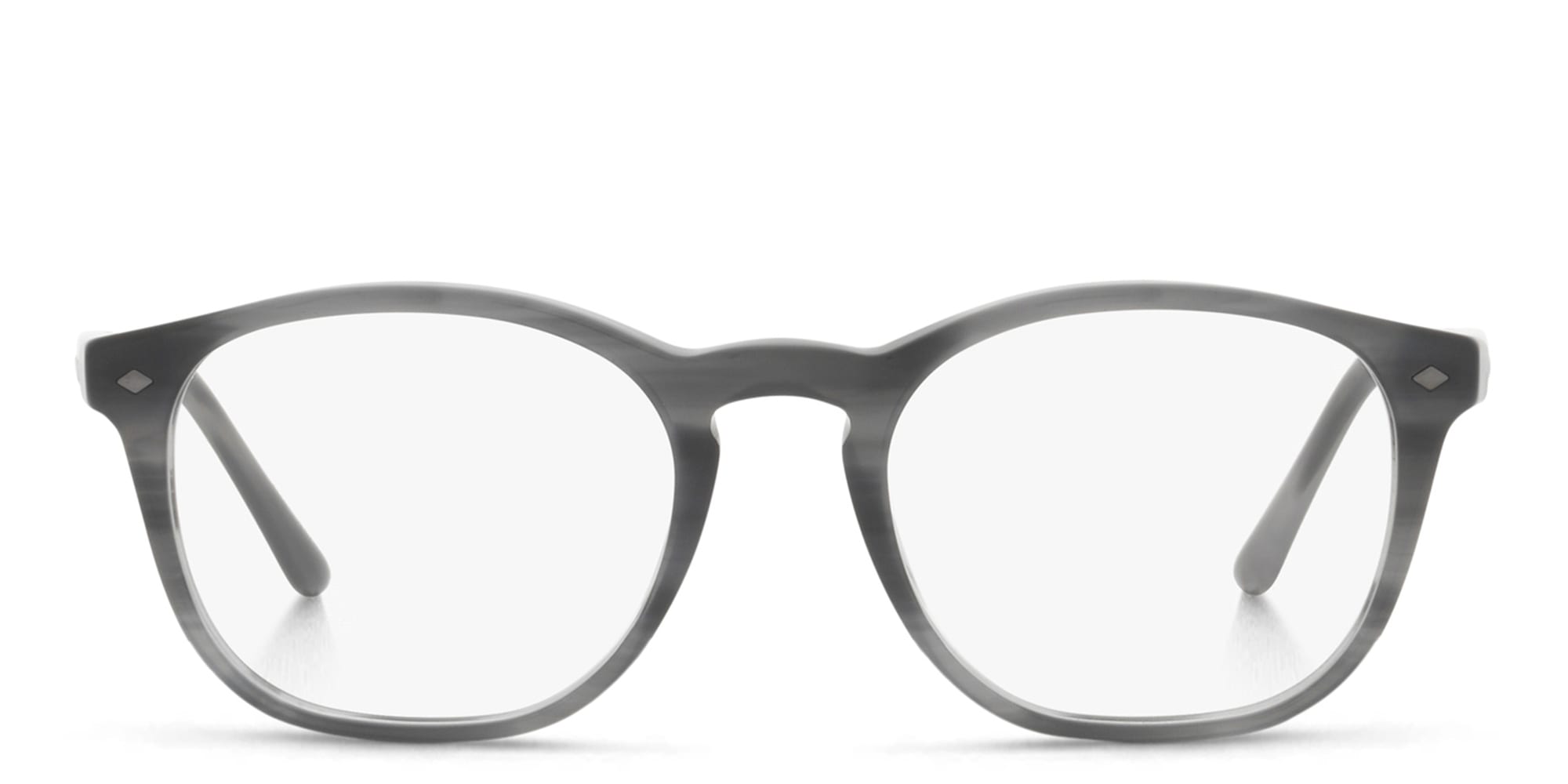 Shop GIORGIO ARMANI Round Eyeglasses in Grey online.