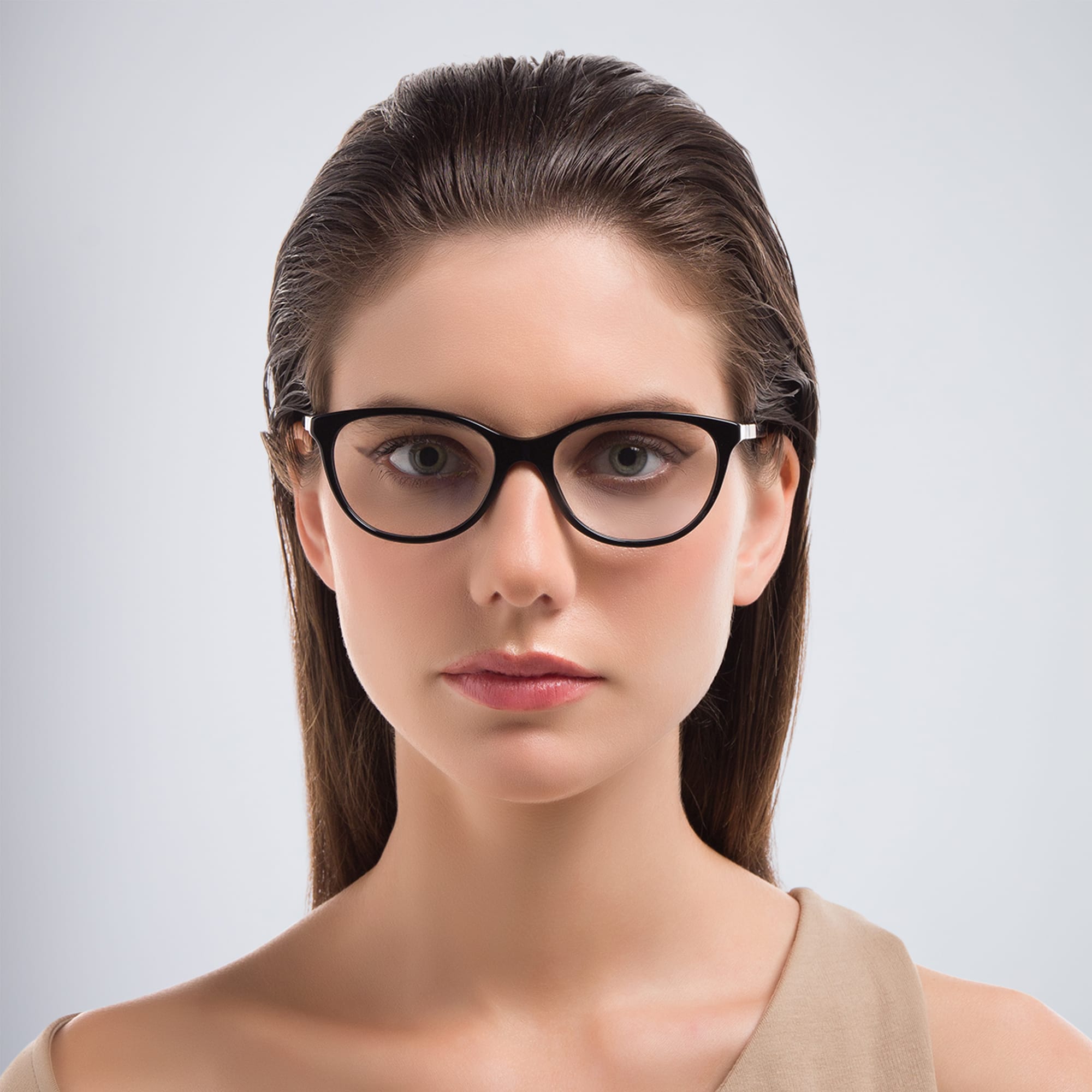 Shop BURBERRY Square Eyeglasses in Black online.
