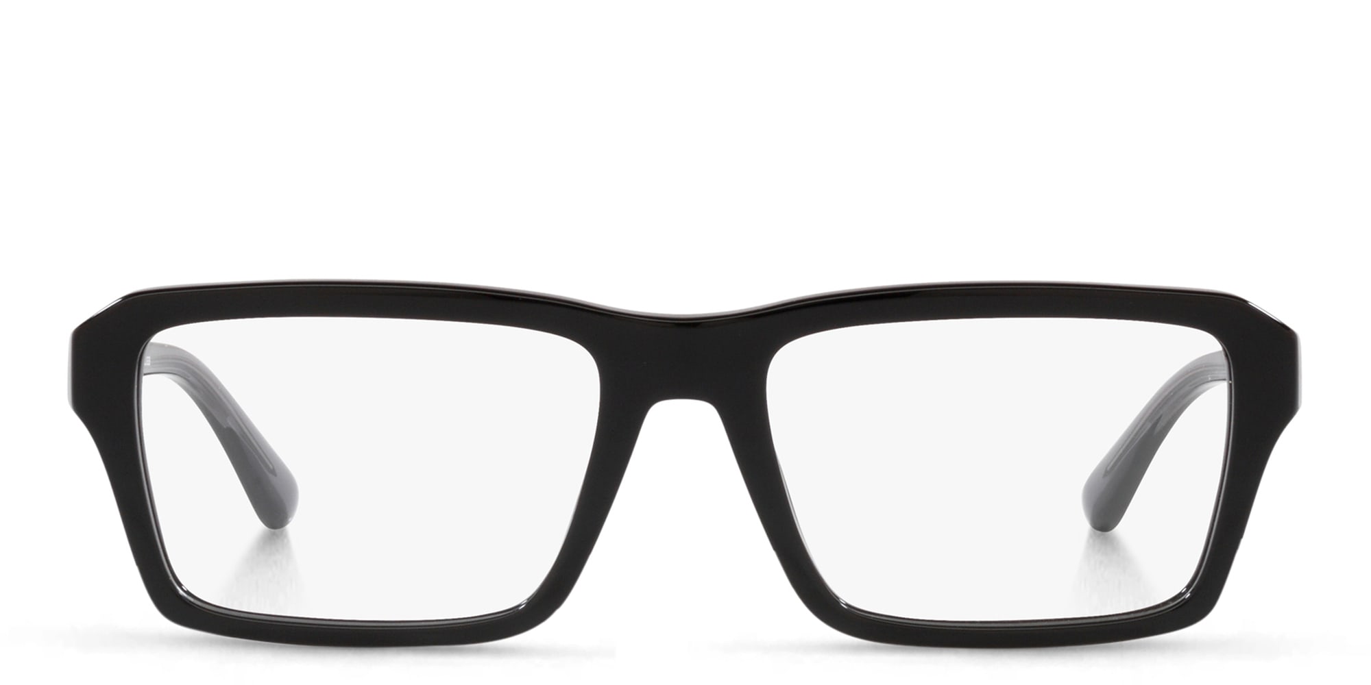 Shop Emporio Armani Wide Rectangle Eyeglasses in Shiny Black online.