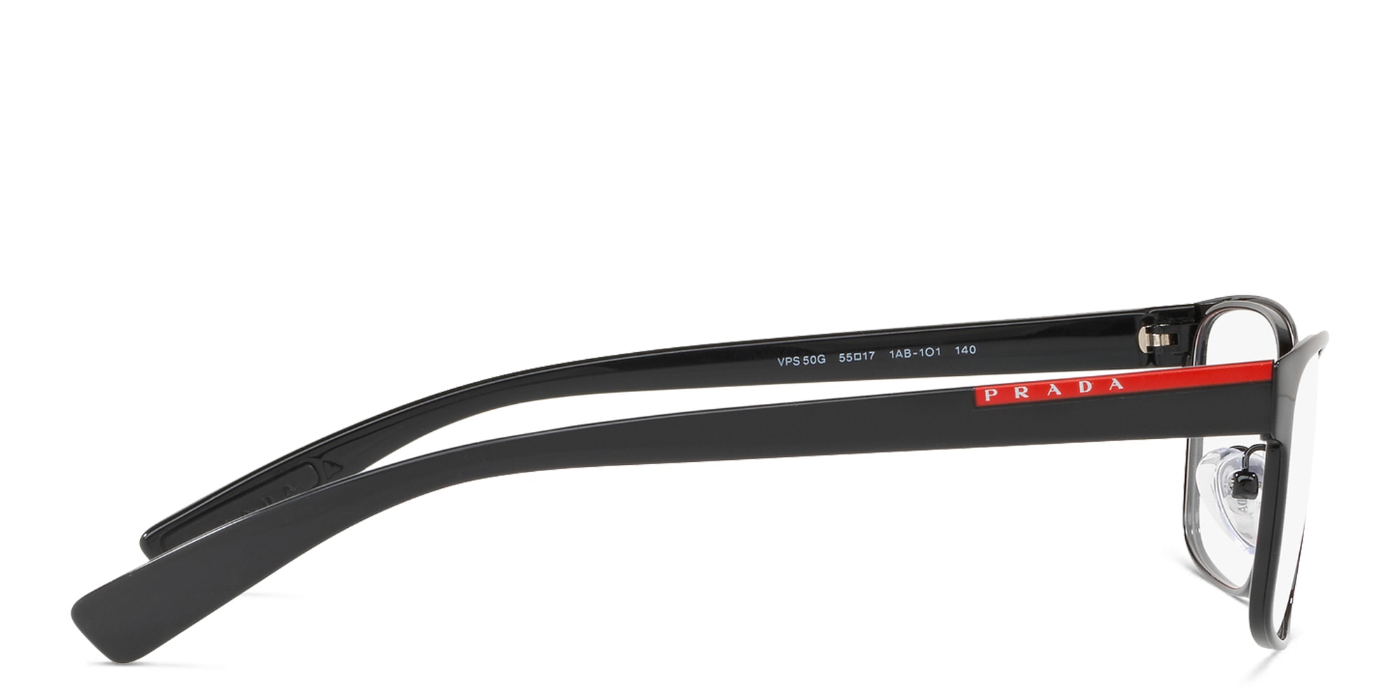 Shop Prada Linea Rossa Wide Rectangle Eyeglasses in Black online.