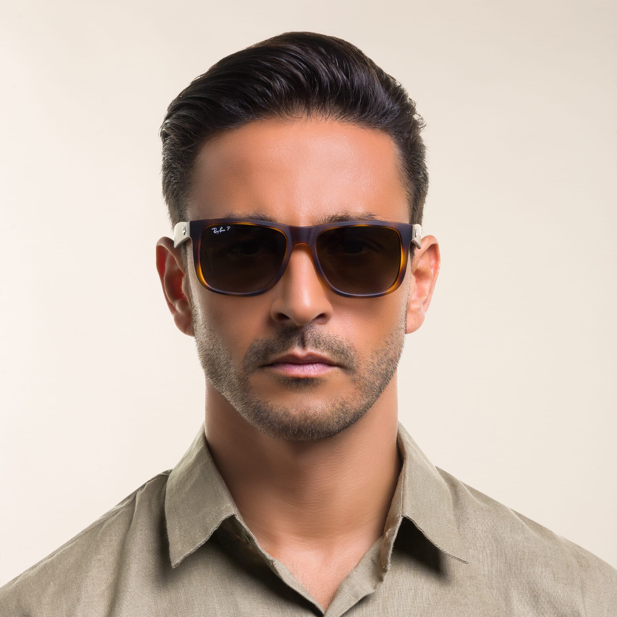 Shop Ray-Ban Justin Square Sunglasses in Havana online.