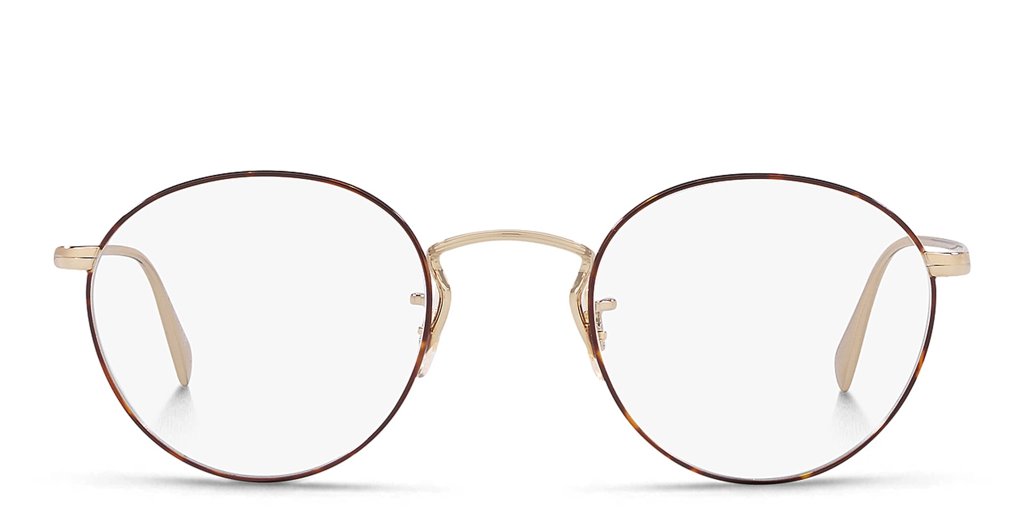 Shop OLIVER PEOPLES Round Eyeglasses in Soft Gold-Amber DTBK Foil online.
