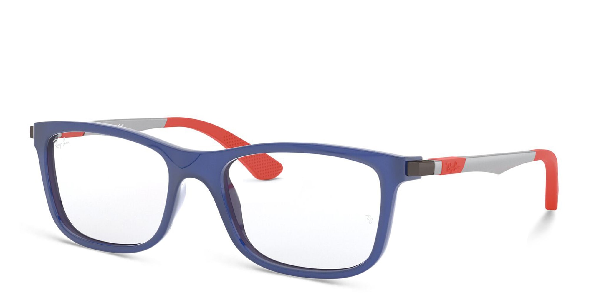 Shop Ray-Ban Junior Kids Square Eyeglasses in Polished Blue online.