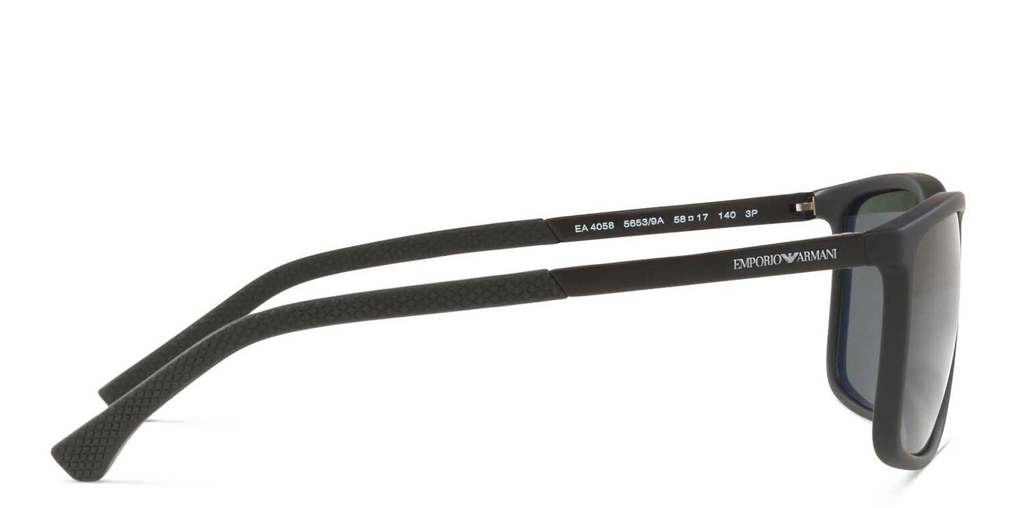 Shop Emporio Armani Rectangle Sunglasses in Rubber Black online.