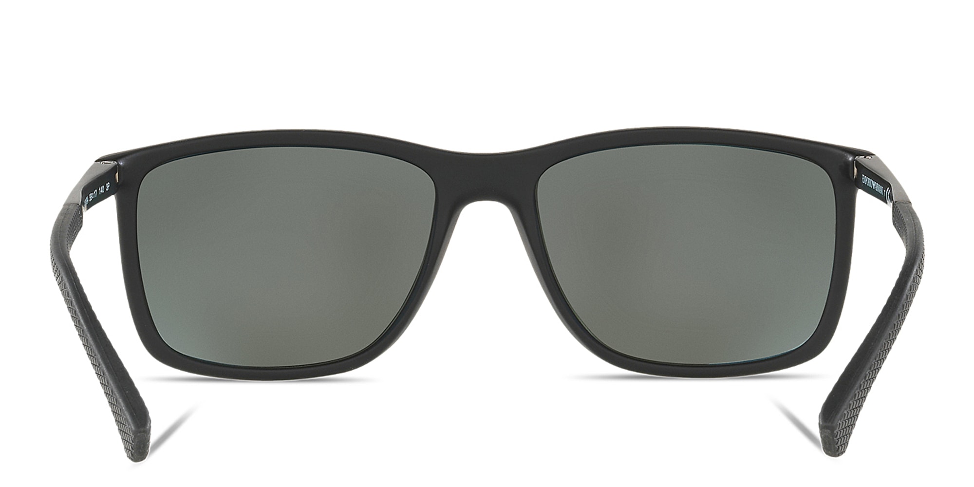 Shop Emporio Armani Rectangle Sunglasses in Rubber Black online.