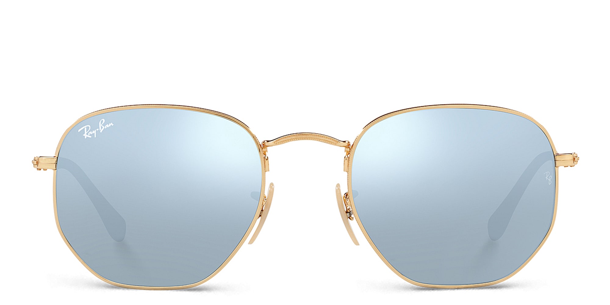 Shop Ray-Ban Hexagonal Unisex Sunglasses in Gold online.