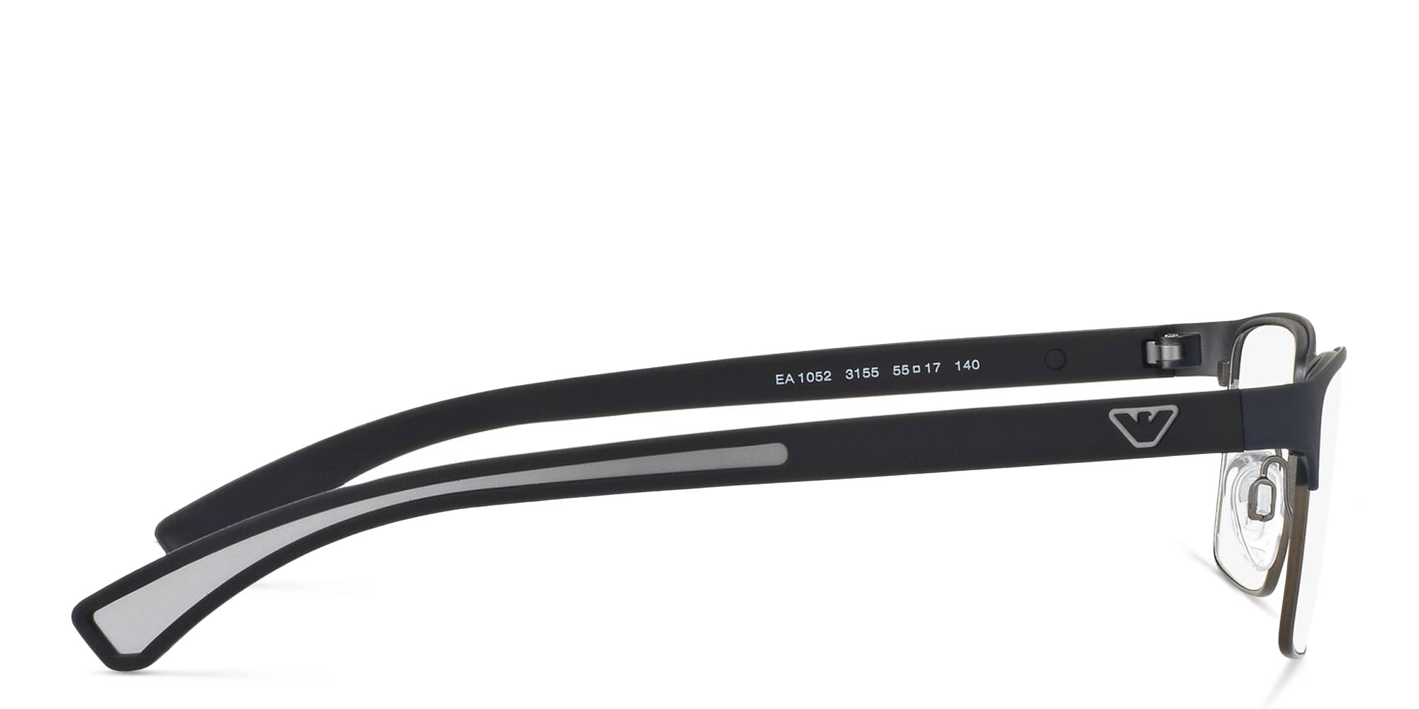 Shop Emporio Armani Rectangle Eyeglasses in Rubber Blue & Gunmetal online.