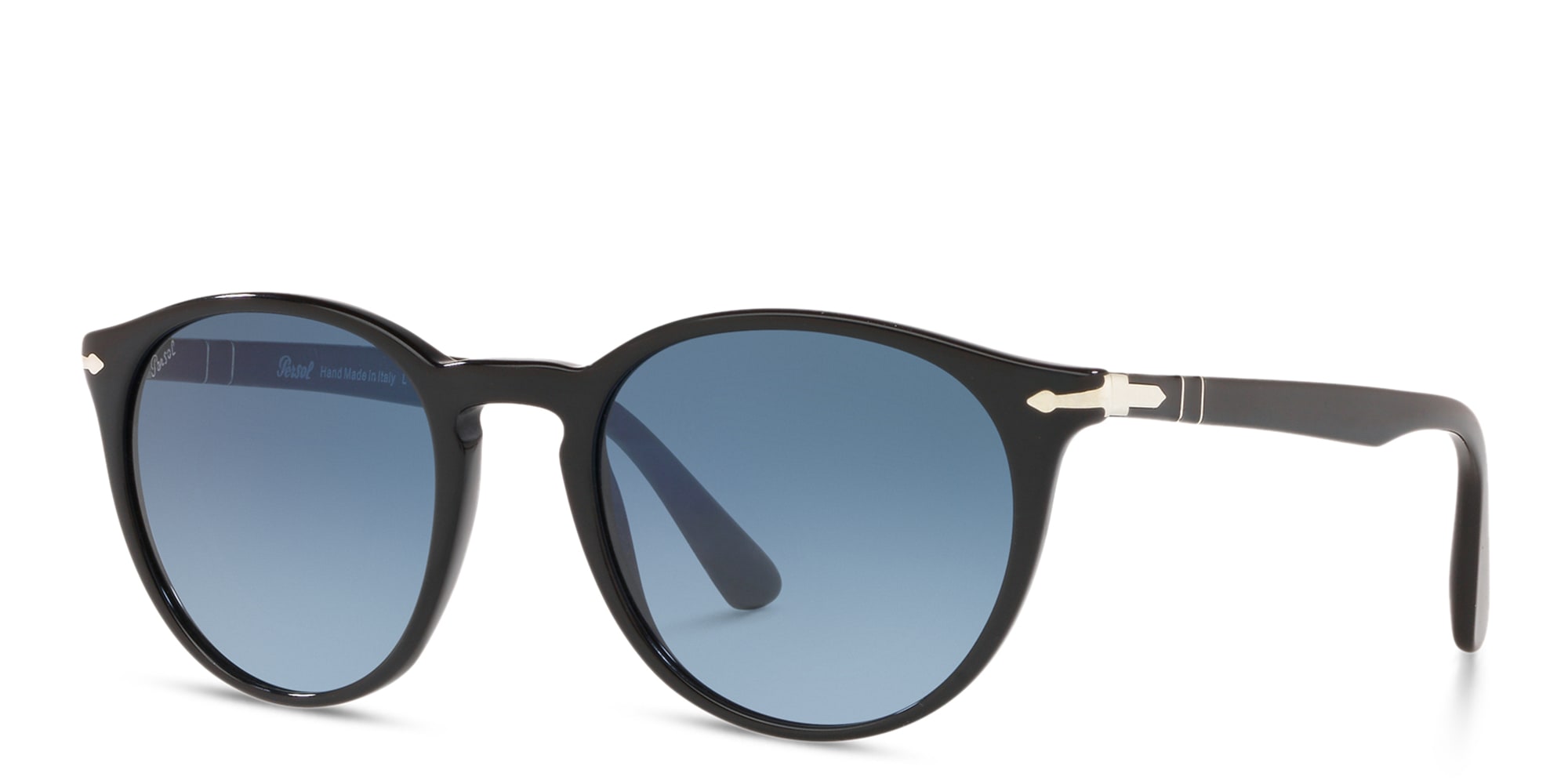 Shop PERSOL Round Sunglasses in Black online.