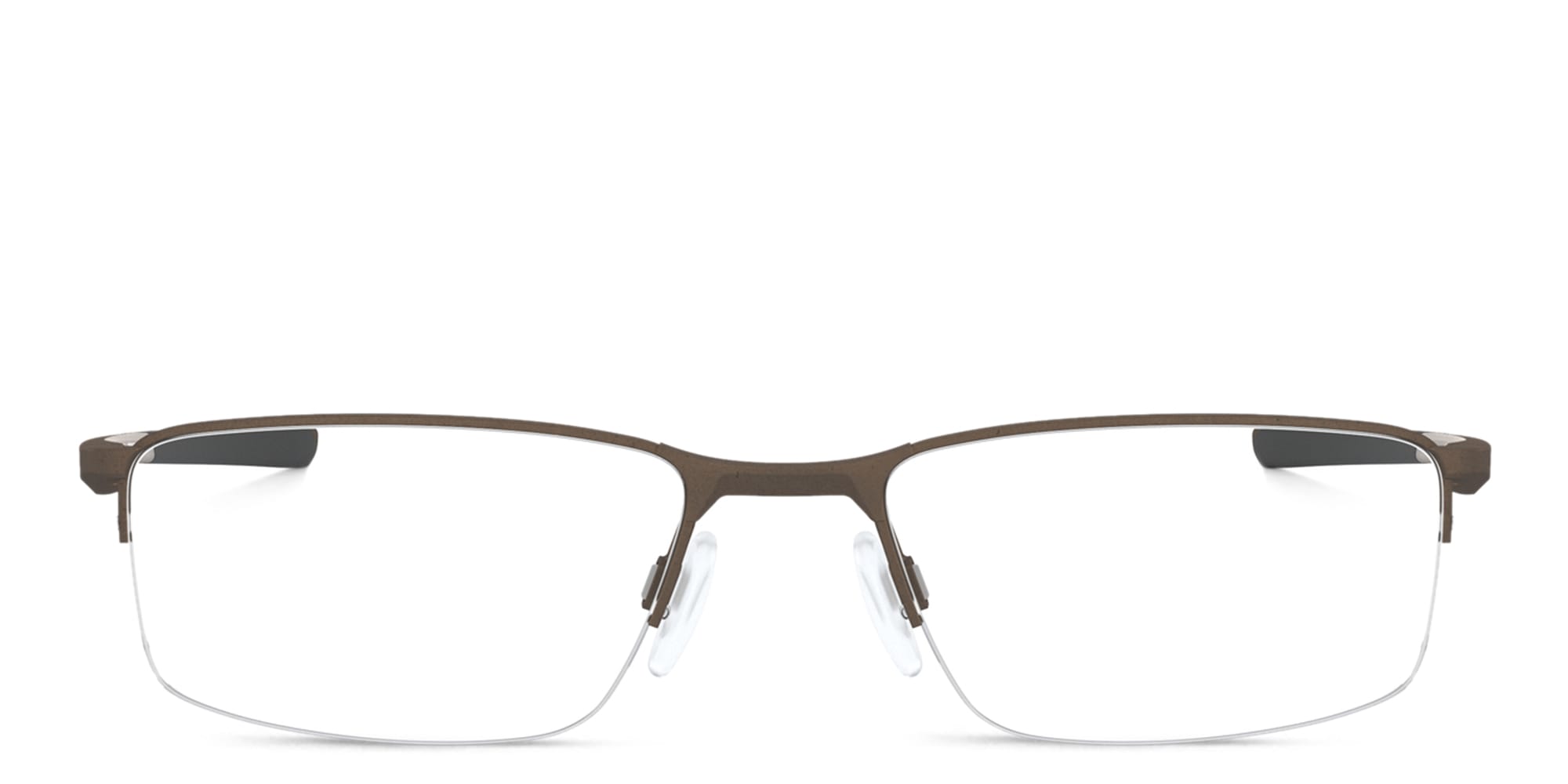 Shop Oakley Half-Rim Rectangle Eyeglasses in Brown online.