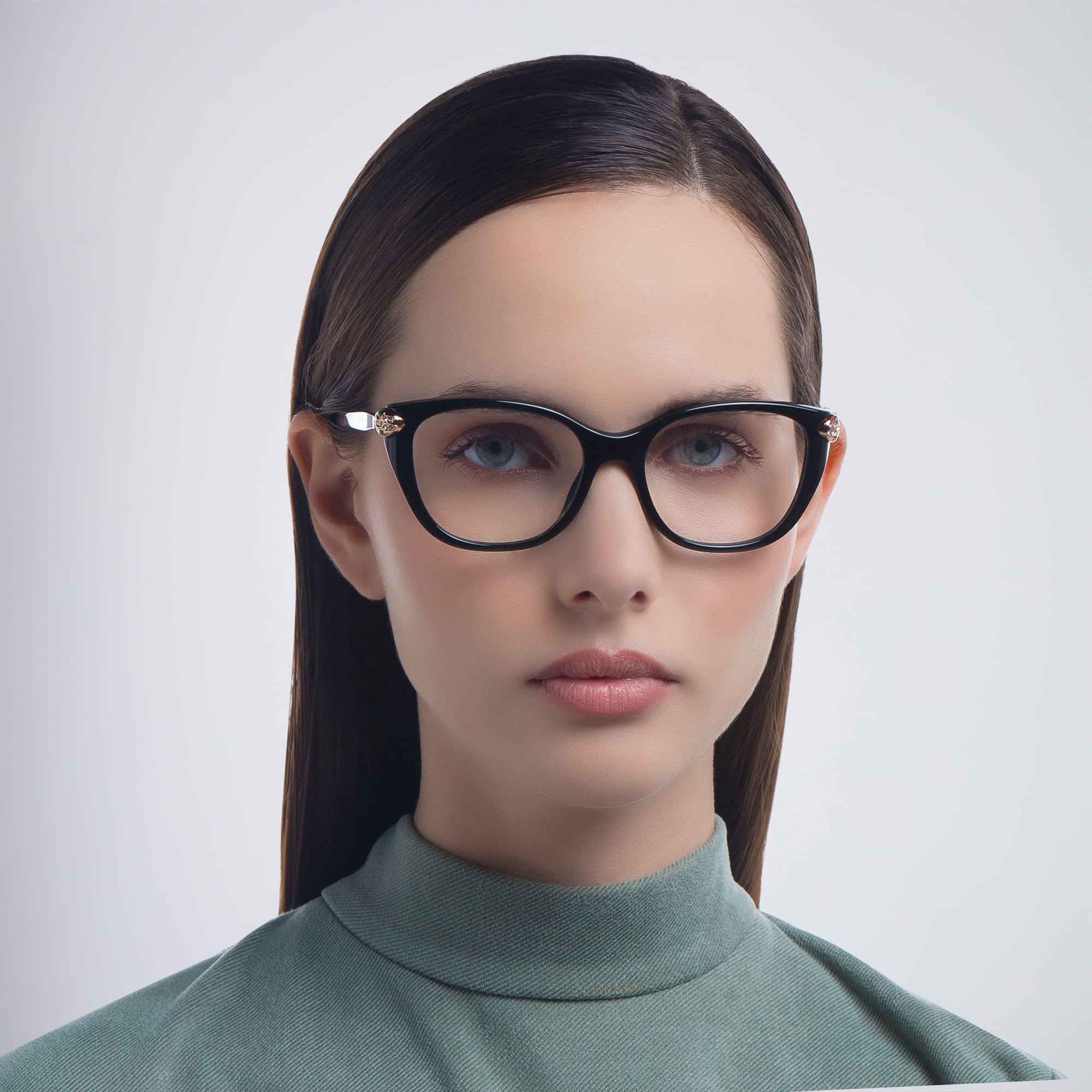 Shop BVLGARI Square Eyeglasses in Black online.