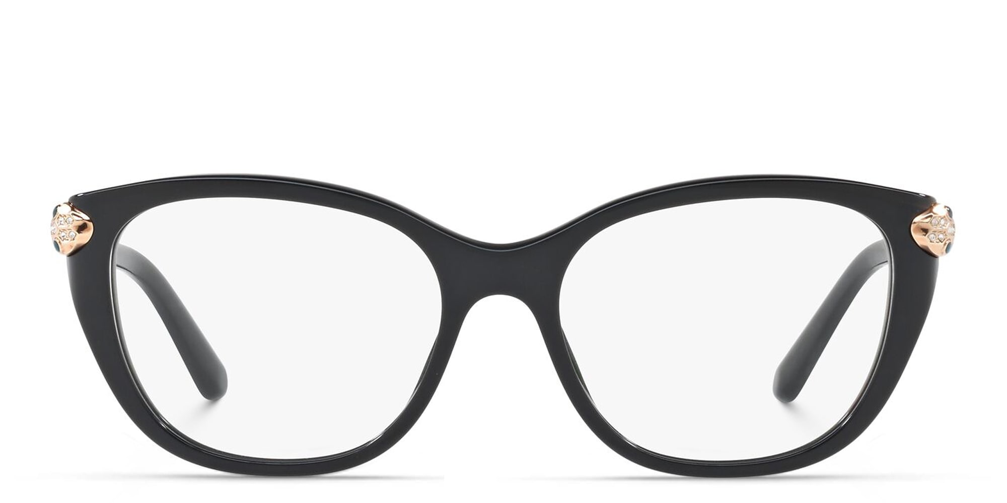 Shop BVLGARI Square Eyeglasses in Black online.