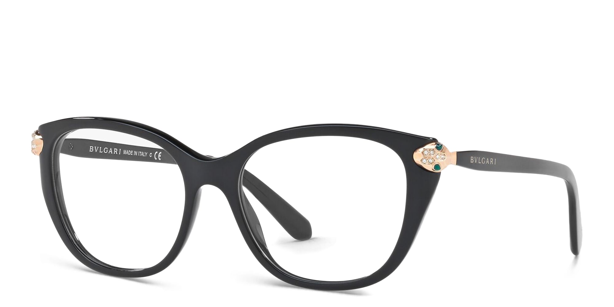 Shop BVLGARI Square Eyeglasses in Black online.