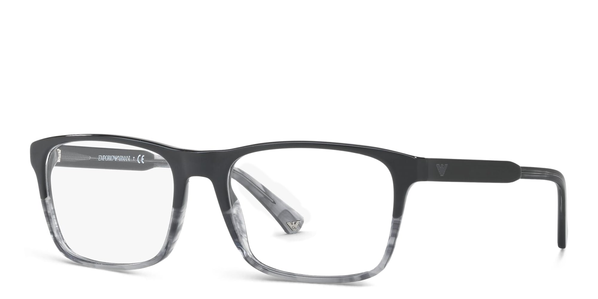 Shop Emporio Armani Rectangle Eyeglasses in Black online.