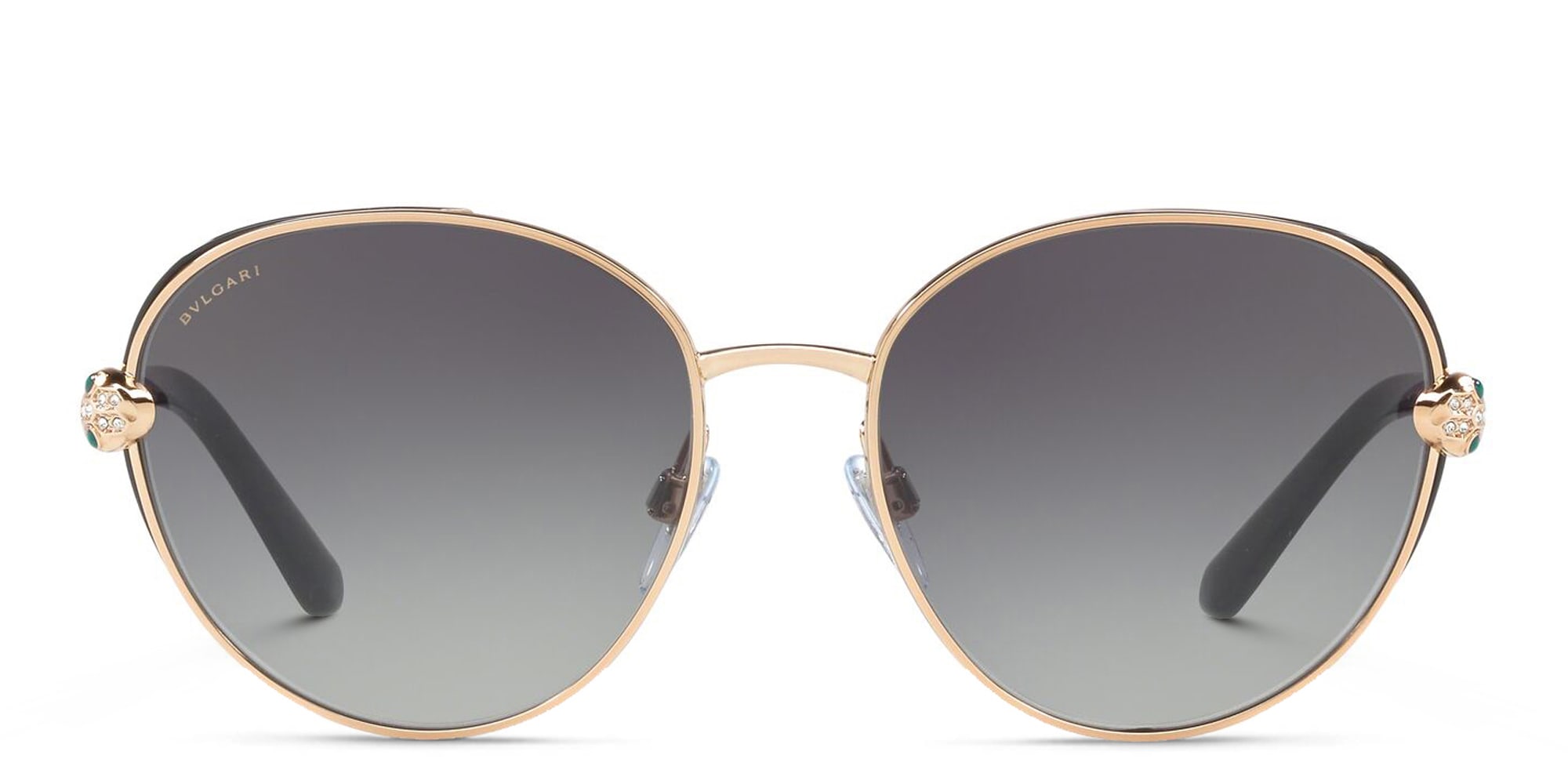 Shop BVLGARI Round Sunglasses in Pink Gold online.
