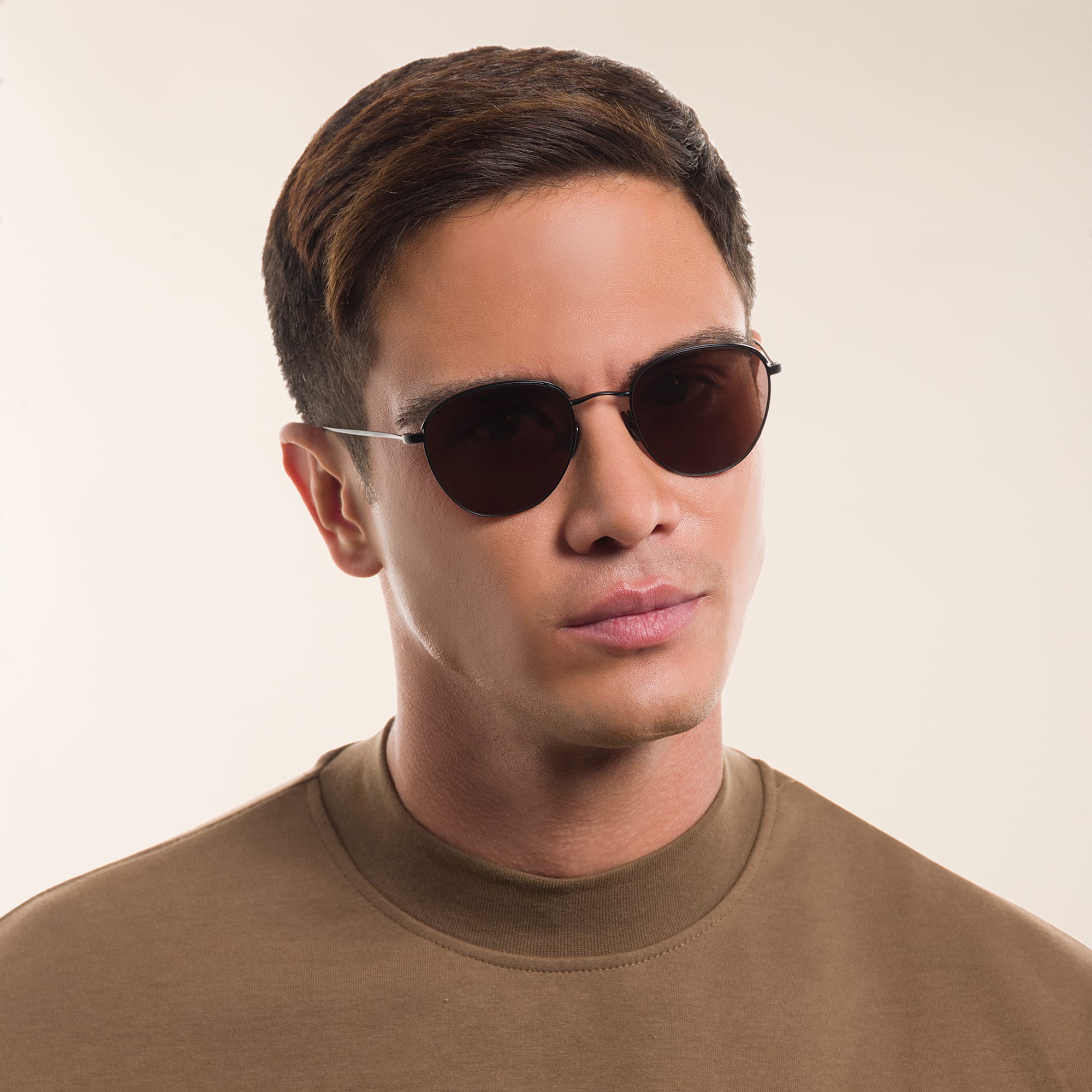 Shop GIORGIO ARMANI Square Sunglasses in Matte Black online.