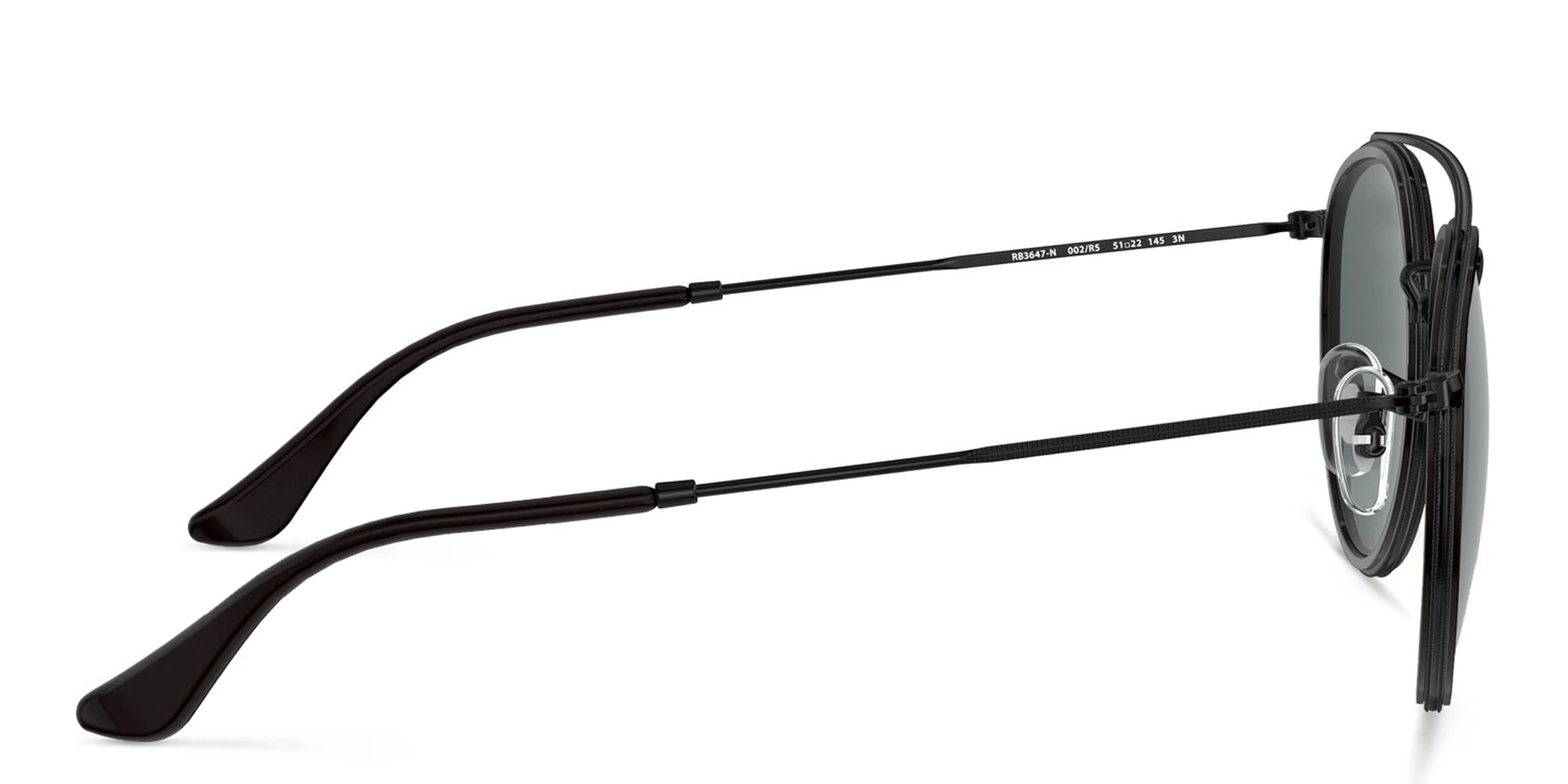 Shop Ray-Ban Round Double Bridge Sunglasses in Black online.