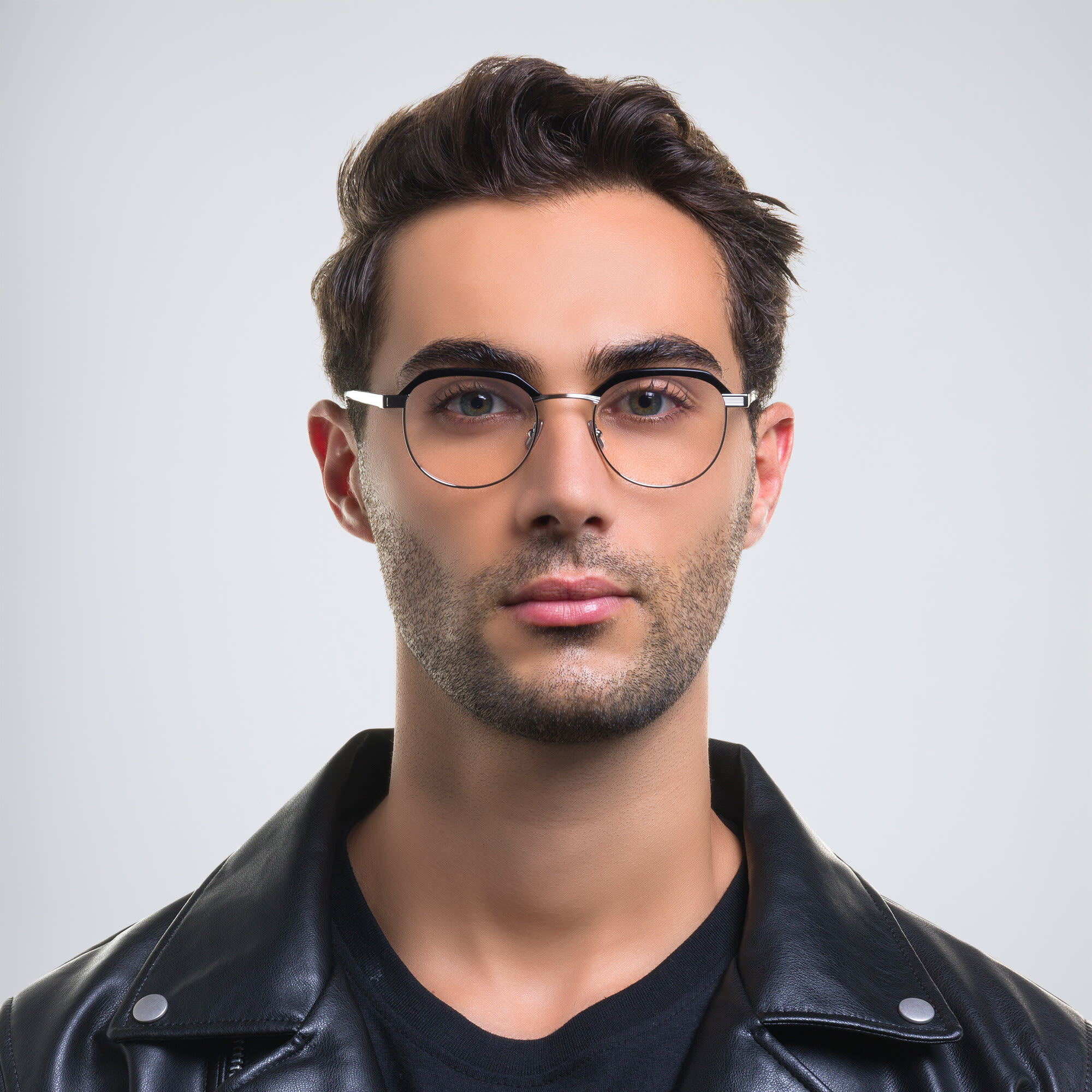 Shop SAINT LAURENT Unisex Round Eyeglasses in Black online.