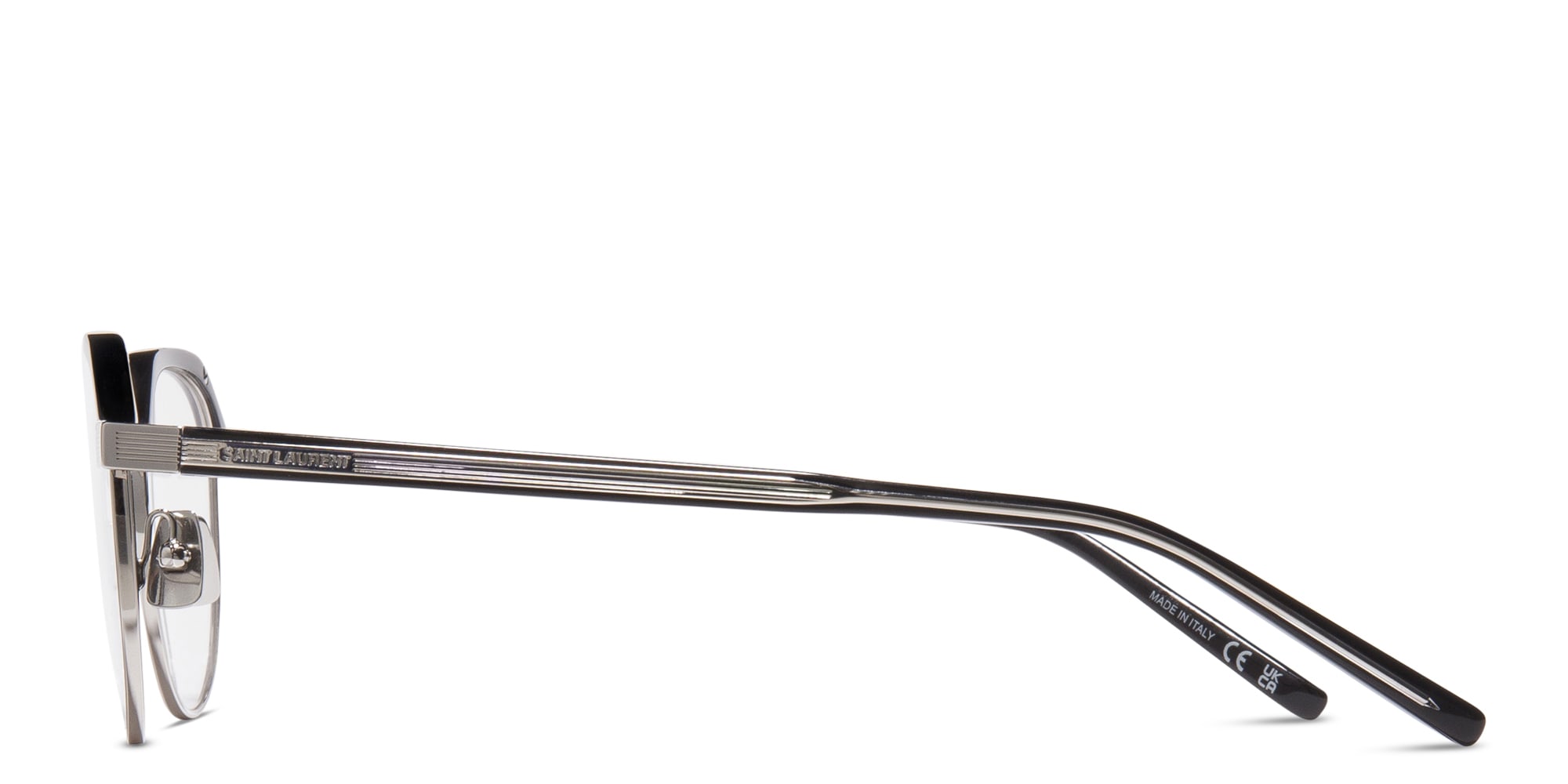 Shop SAINT LAURENT Unisex Round Eyeglasses in Black online.