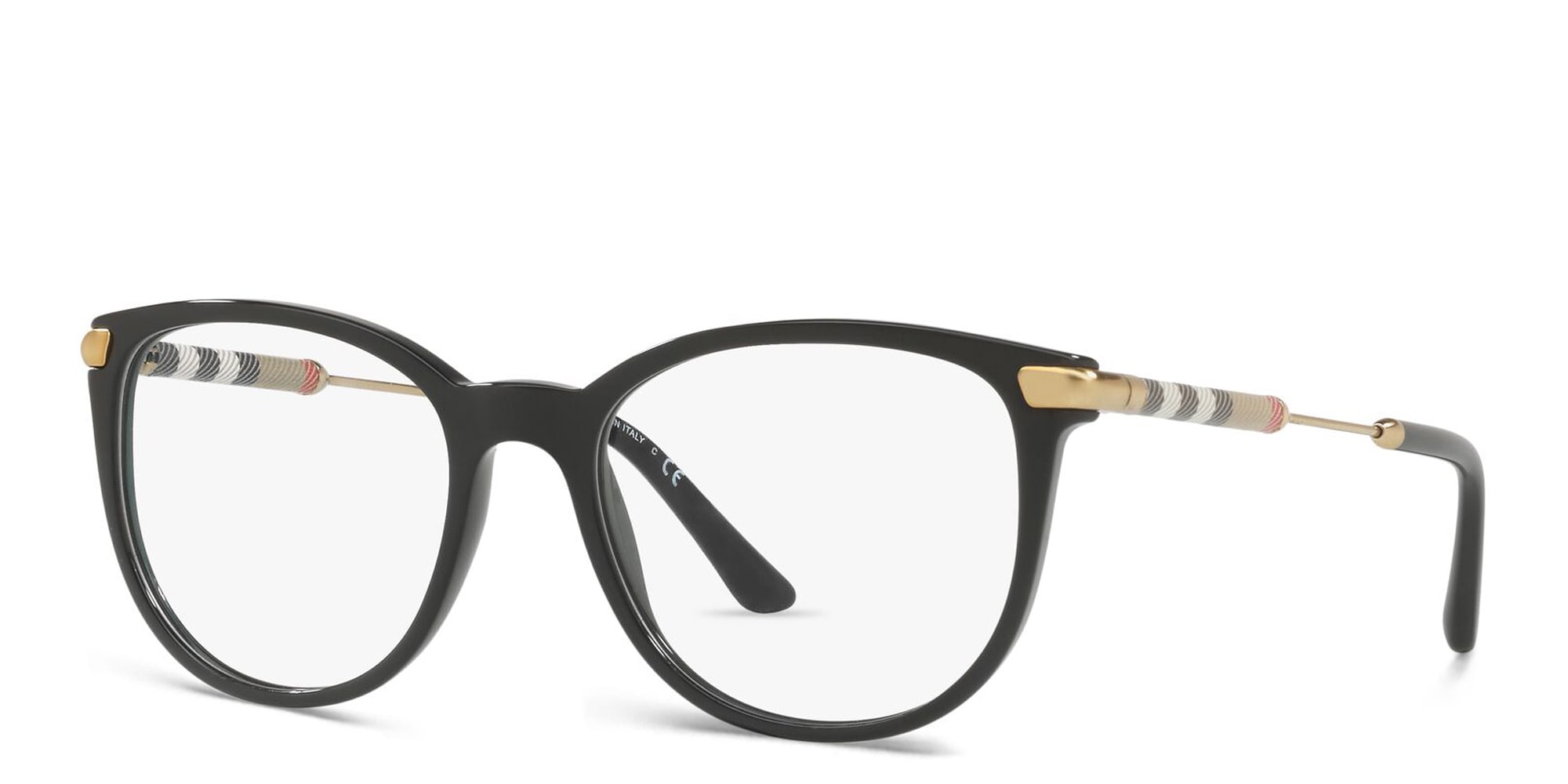 Shop BURBERRY Square Eyeglasses in Black online.