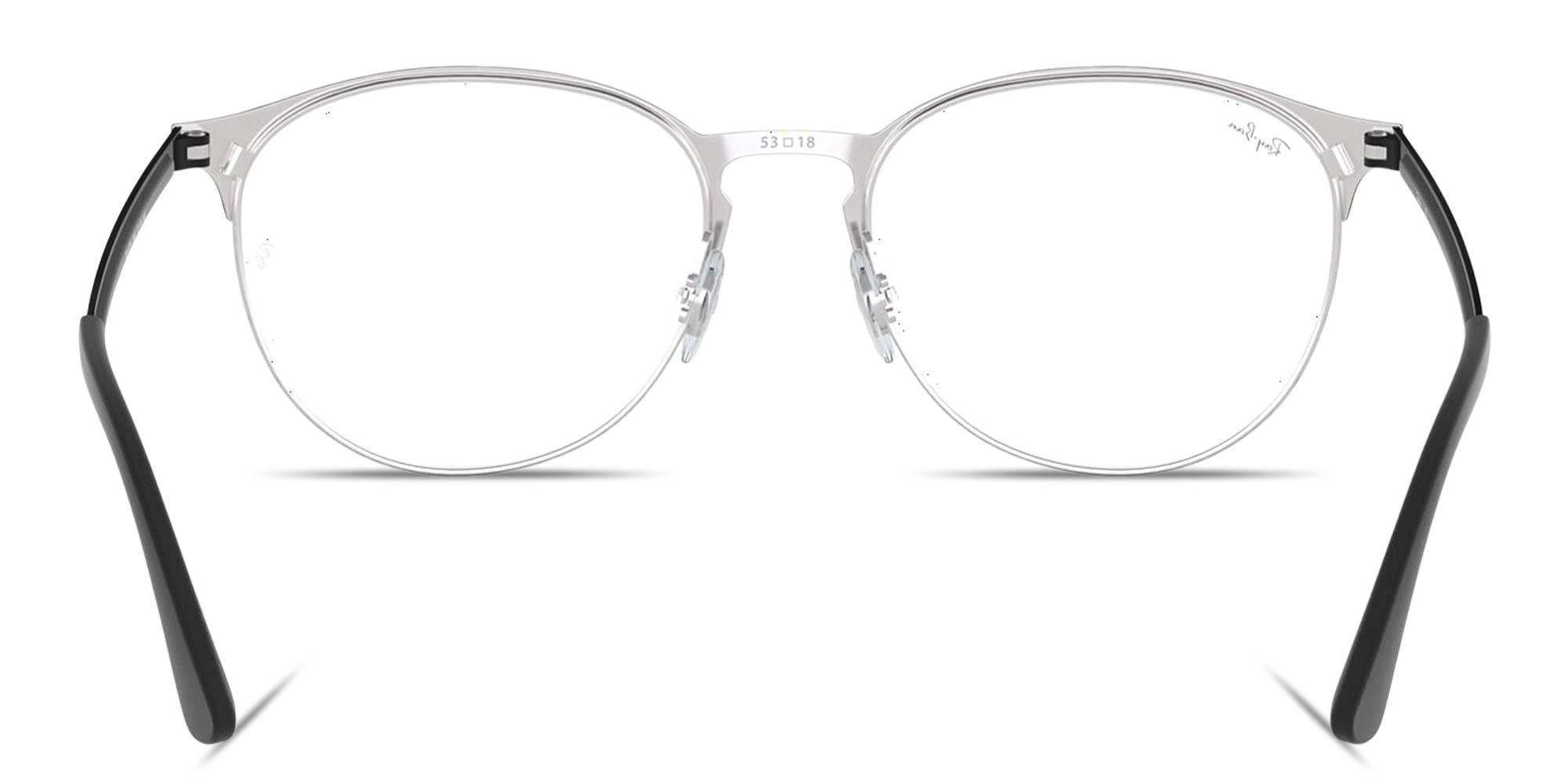 Shop Ray-Ban Engraved Logo Unisex Panthos Eyeglasses in Black & Silver online.