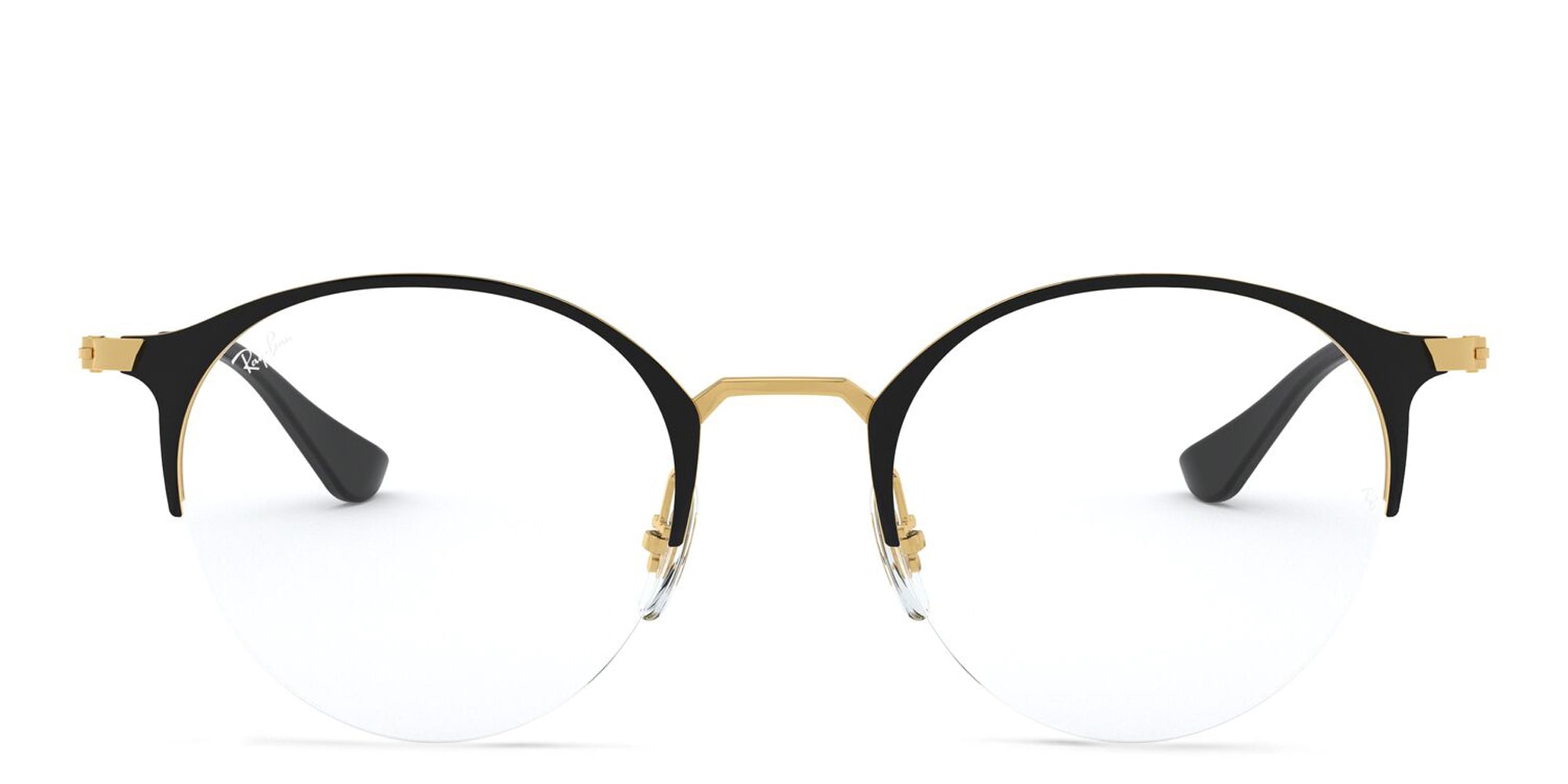 Shop Ray-Ban Half Rim Round Eyeglasses in Black online.