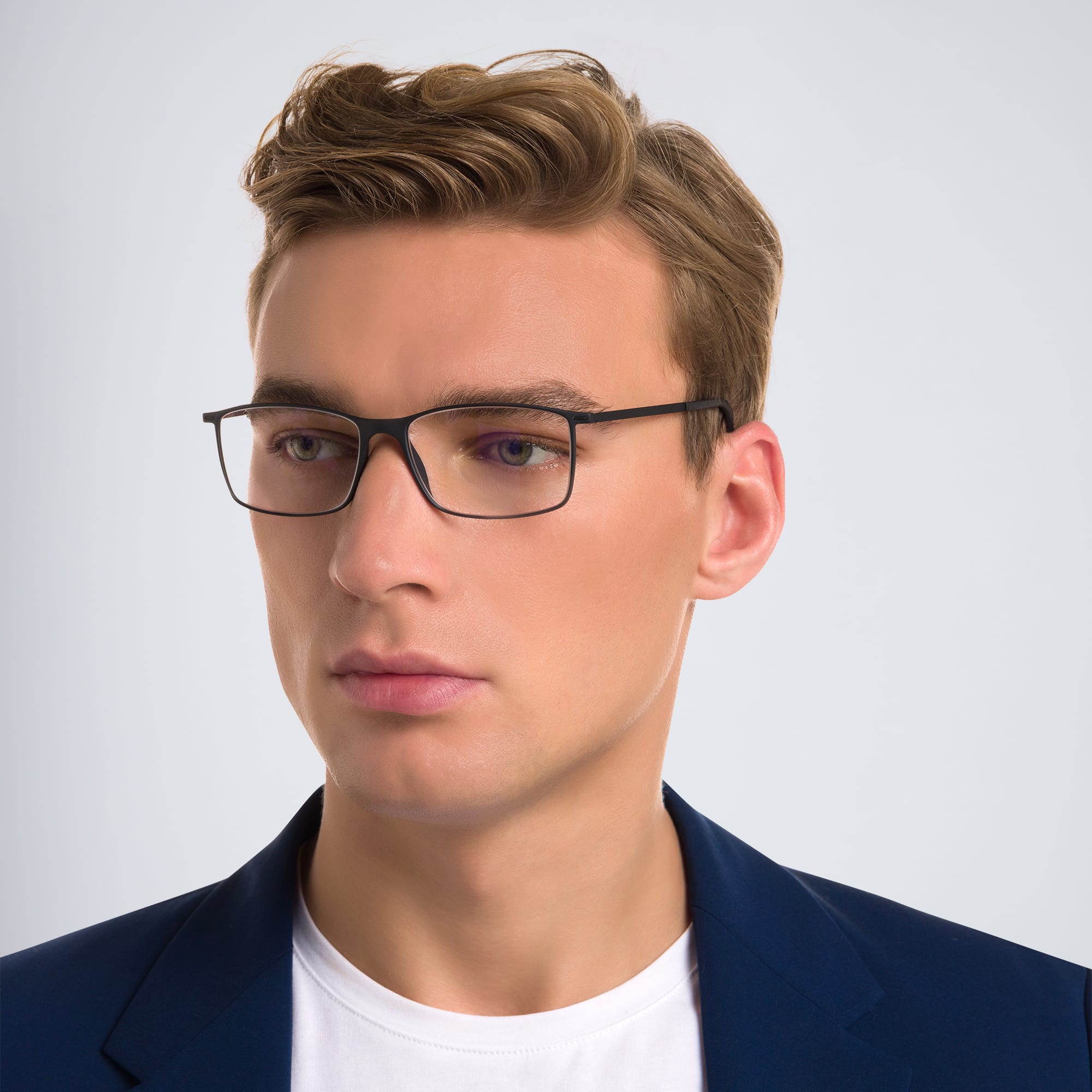 Shop Silhouette Rectangle Eyeglasses in Black online.