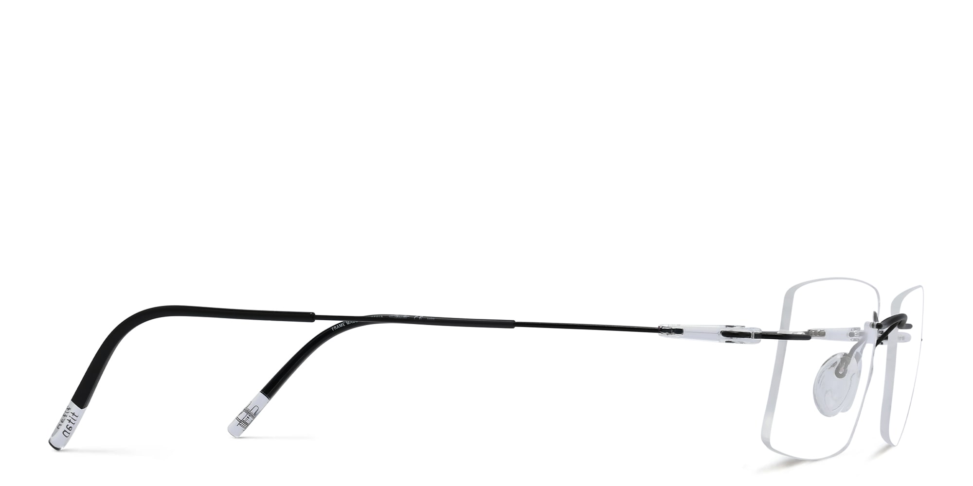 Shop Silhouette Unisex Rimless Rectangle Eyeglasses in Black online.