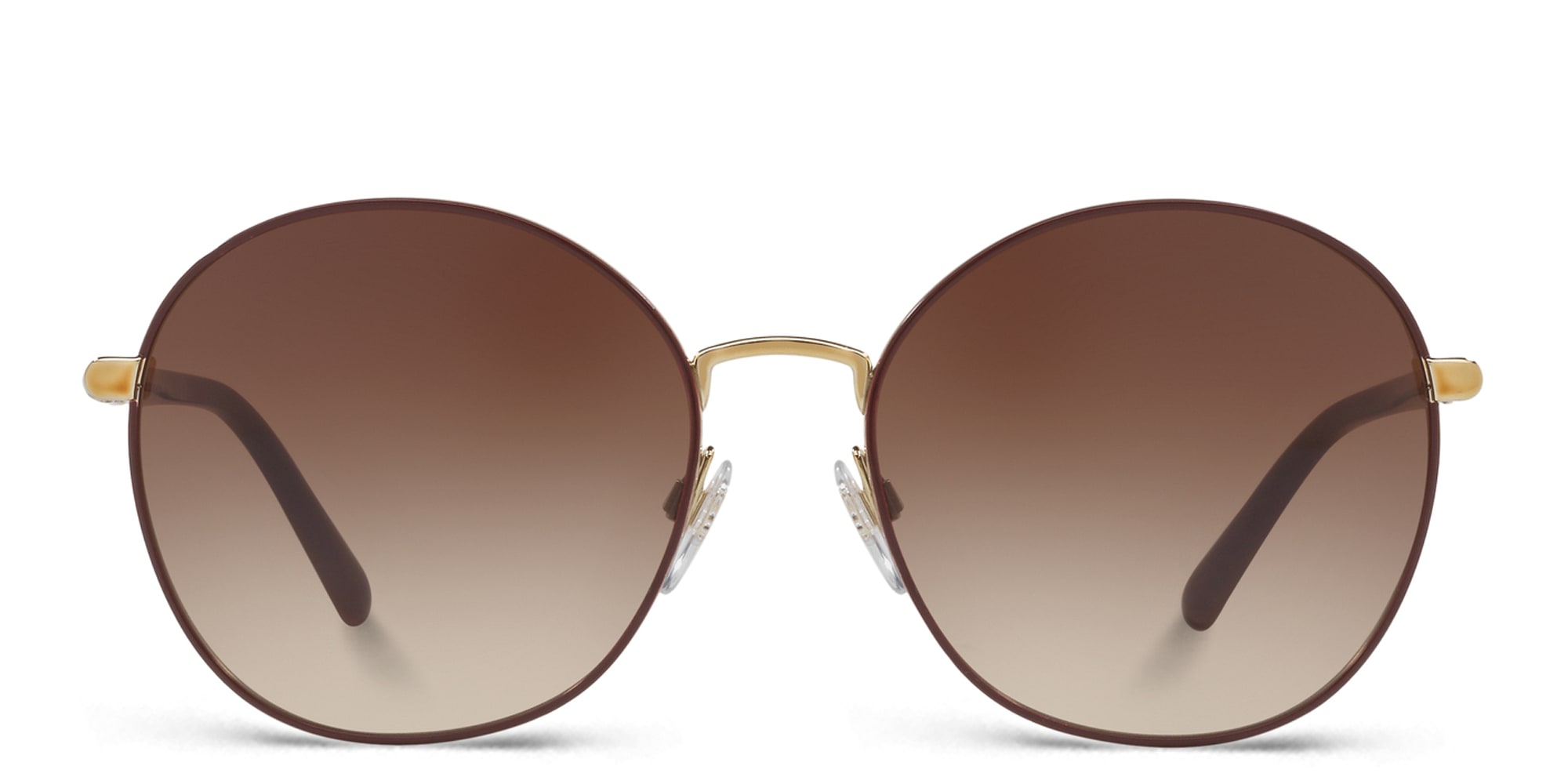 Shop BURBERRY Round Sunglasses in Red On Gold online.