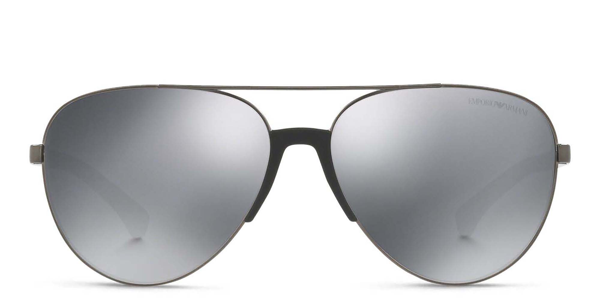 Shop Emporio Armani Aviator Sunglasses in Matte Gunmetal online.