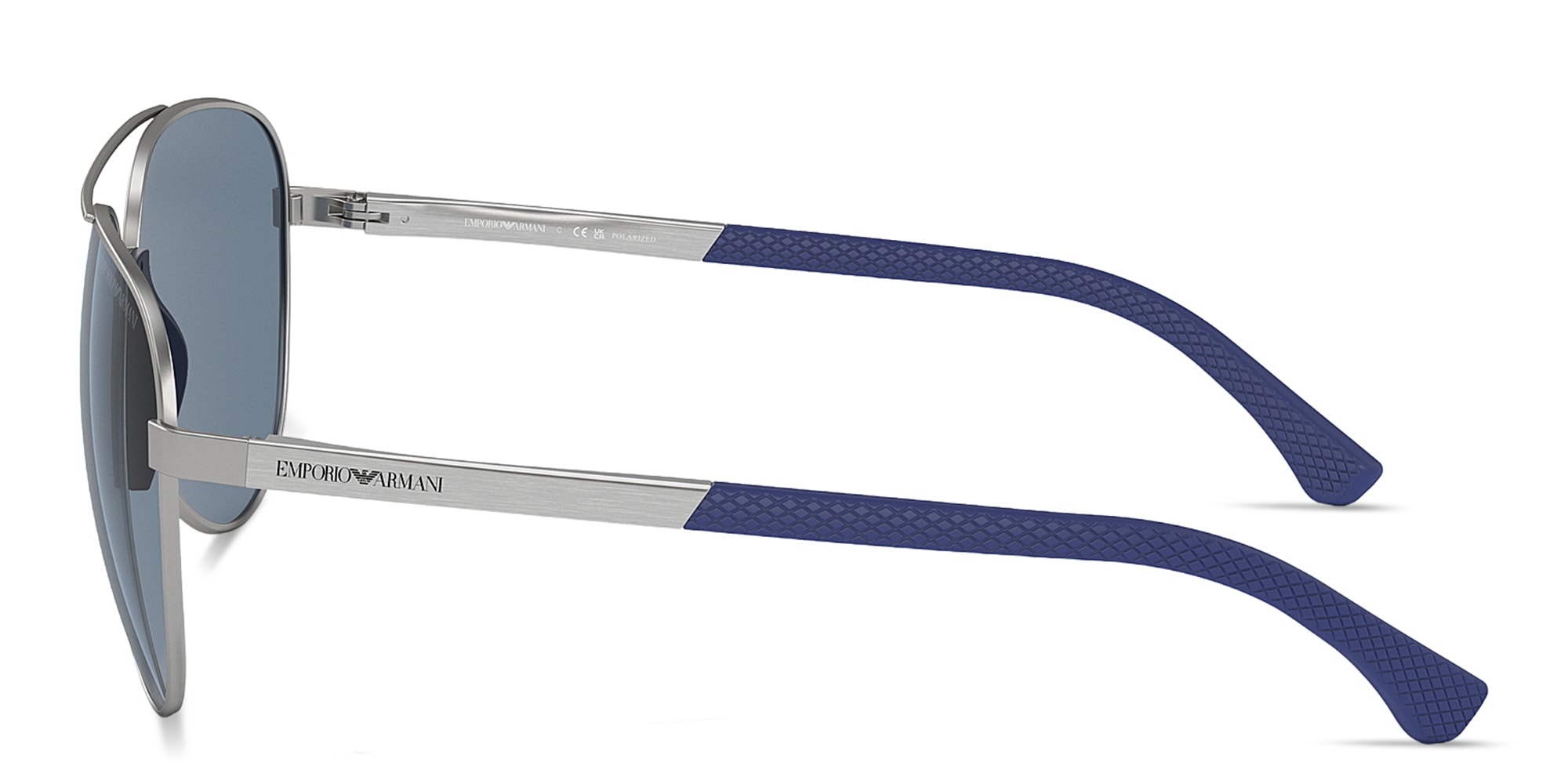 Shop Emporio Armani Logo Signature Pilot Sunglasses in Silver online.
