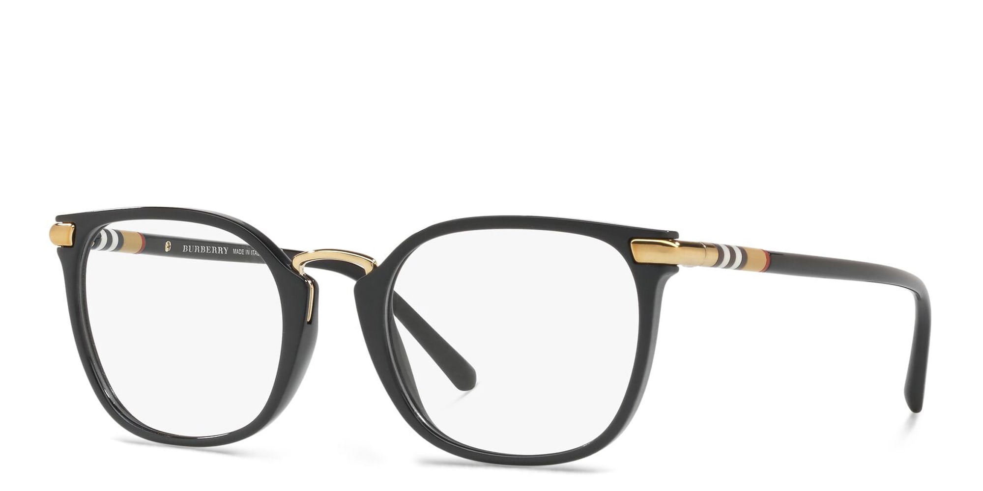 Shop BURBERRY Square Eyeglasses in Matte Black online.