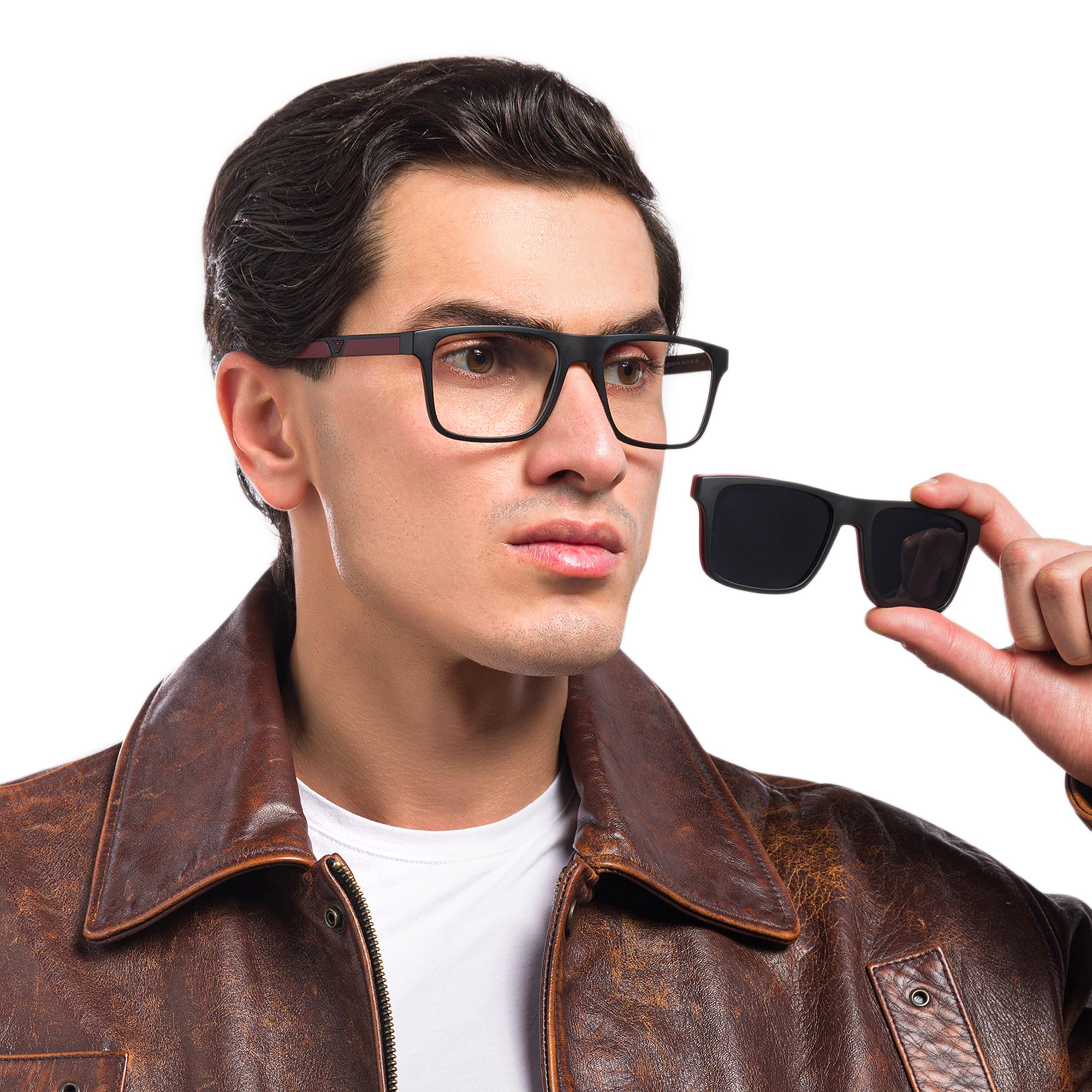 تسوق نظارة طبية مستطيلة امبوريو أرماني بلون Matte Black أونلاين.