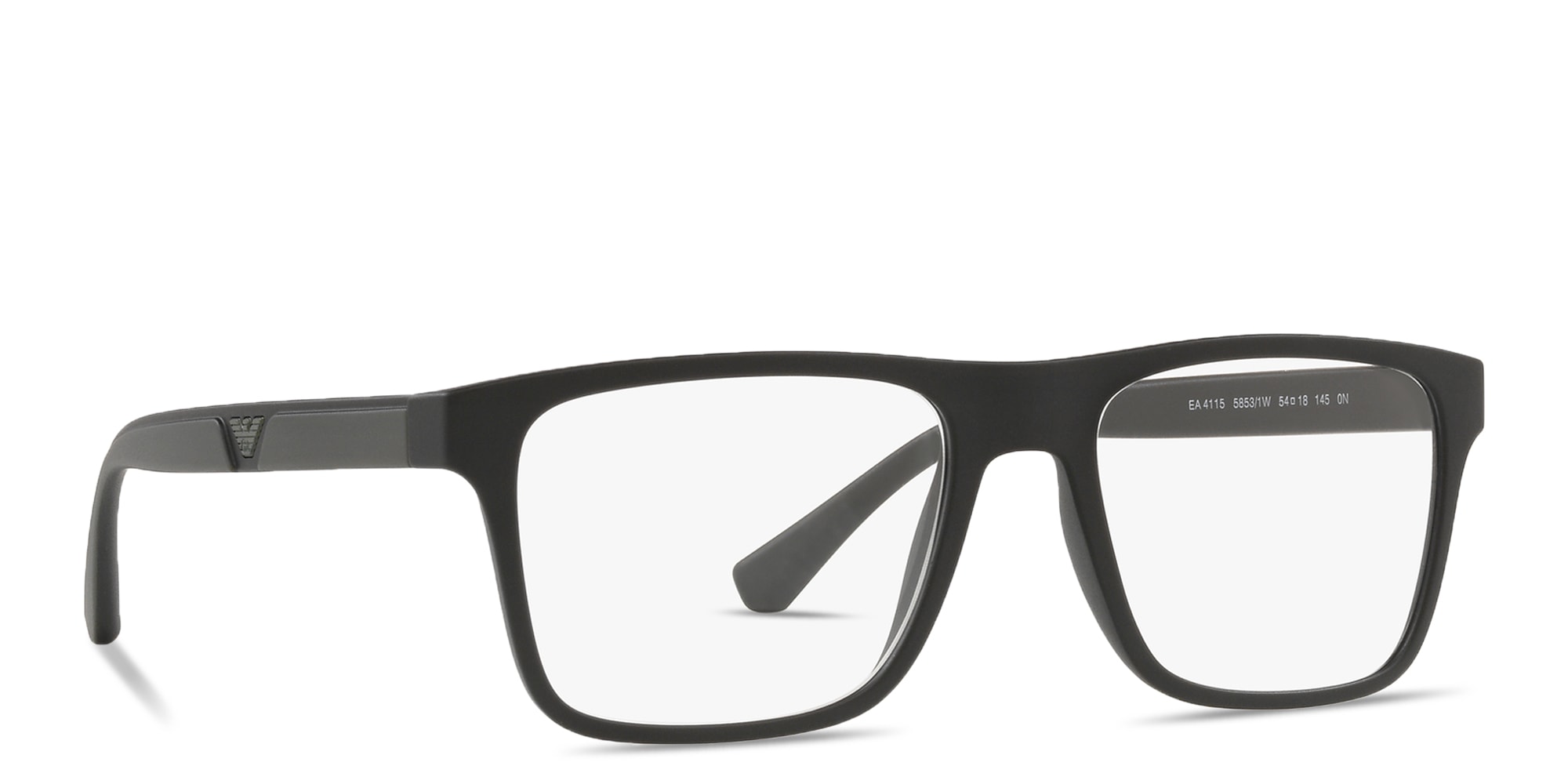 Shop Emporio Armani Logo Rectangle Eyeglasses in Black online.