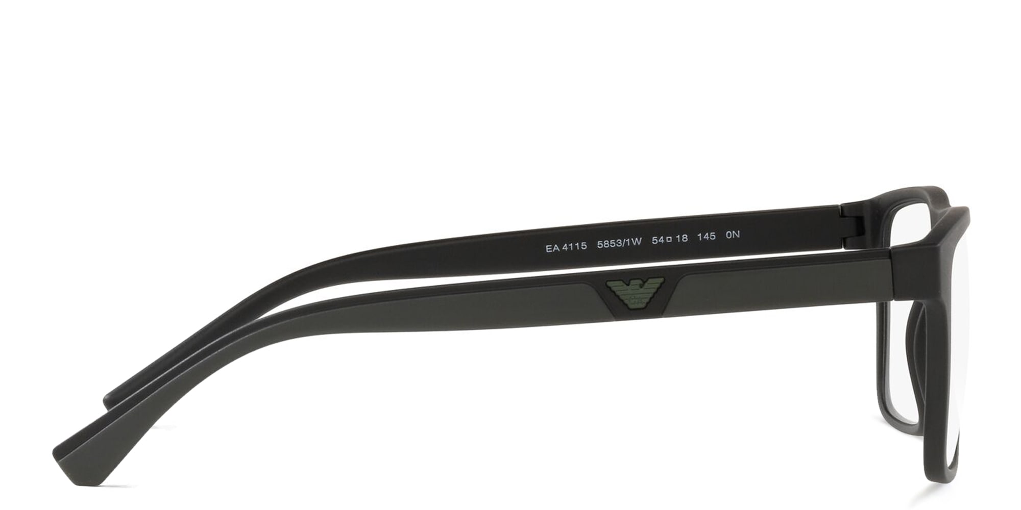 Shop Emporio Armani Rectangle Eyeglasses in Jet Black online.