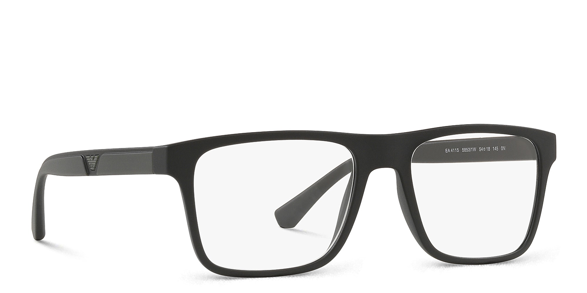 Shop Emporio Armani Rectangle Eyeglasses in Jet Black online.