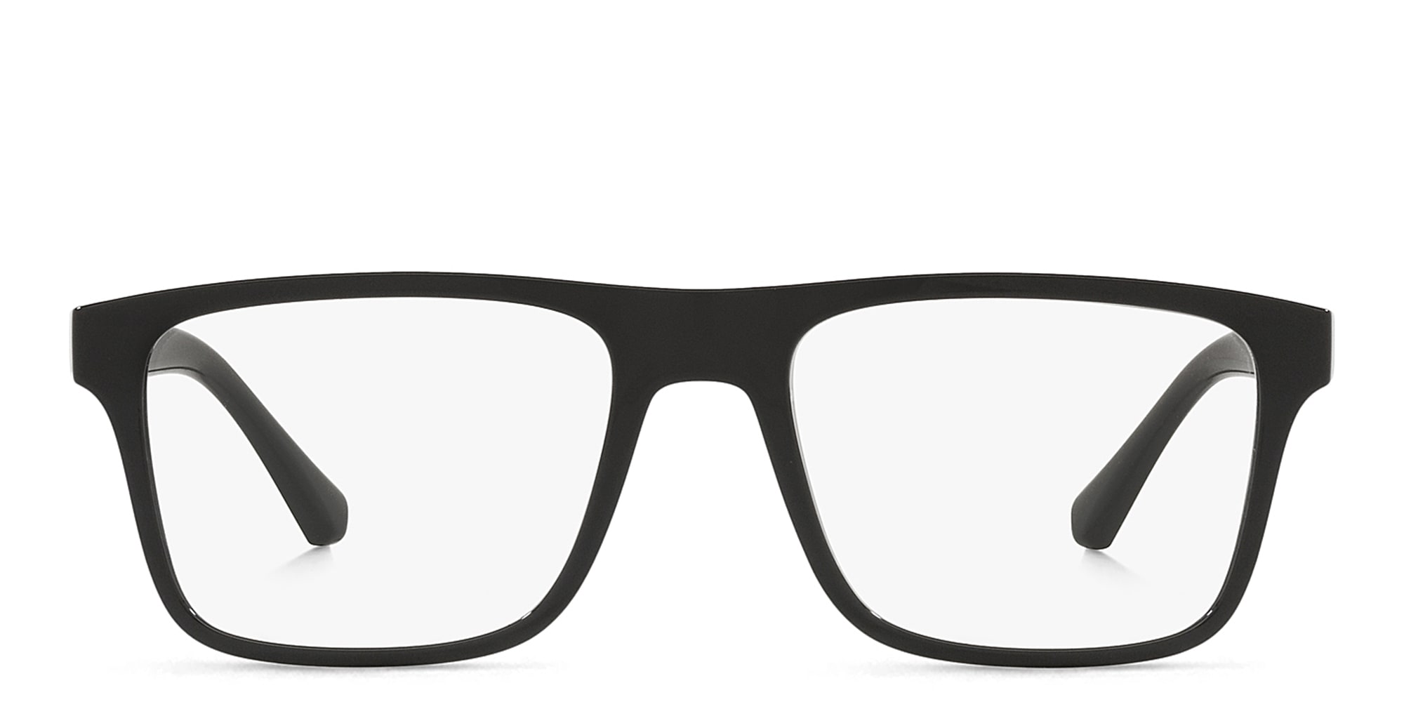Shop Emporio Armani Rectangle Eyeglasses in Rubber Black online.