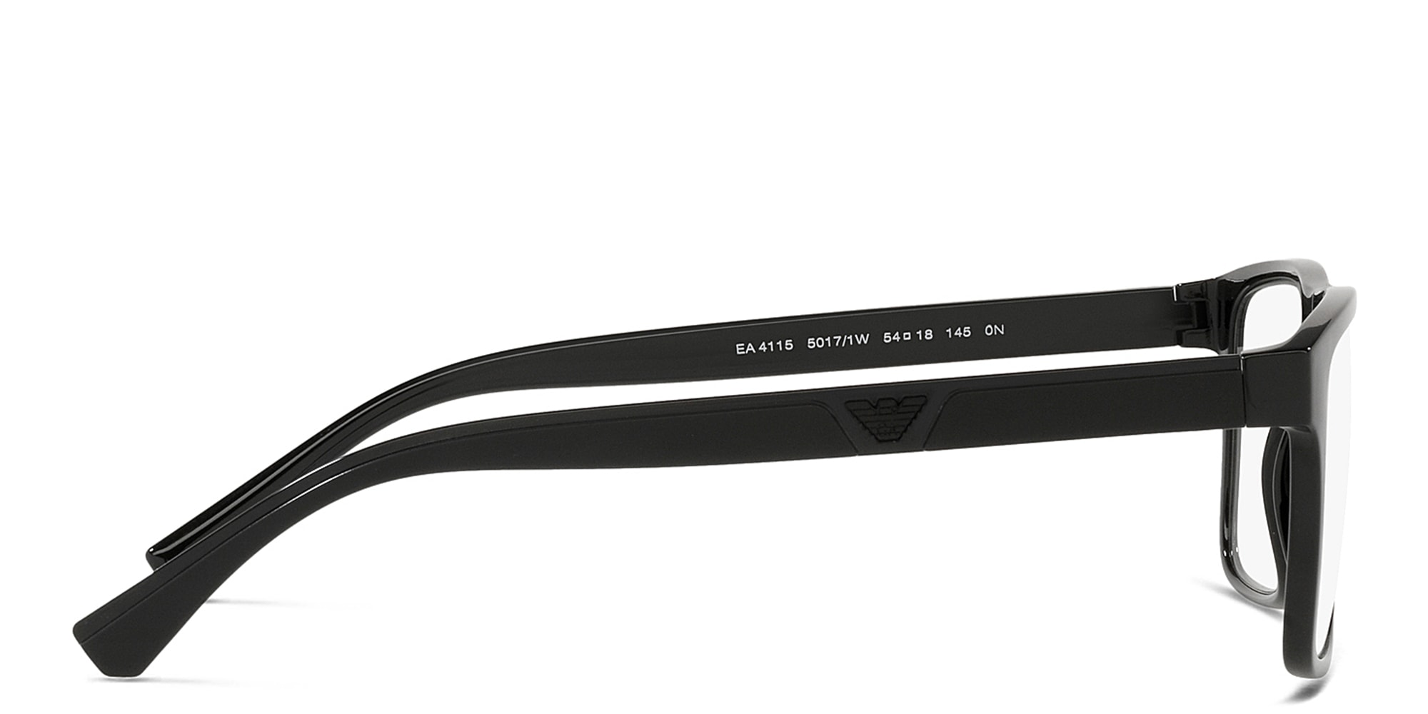 Shop Emporio Armani Rectangle Eyeglasses in Rubber Black online.